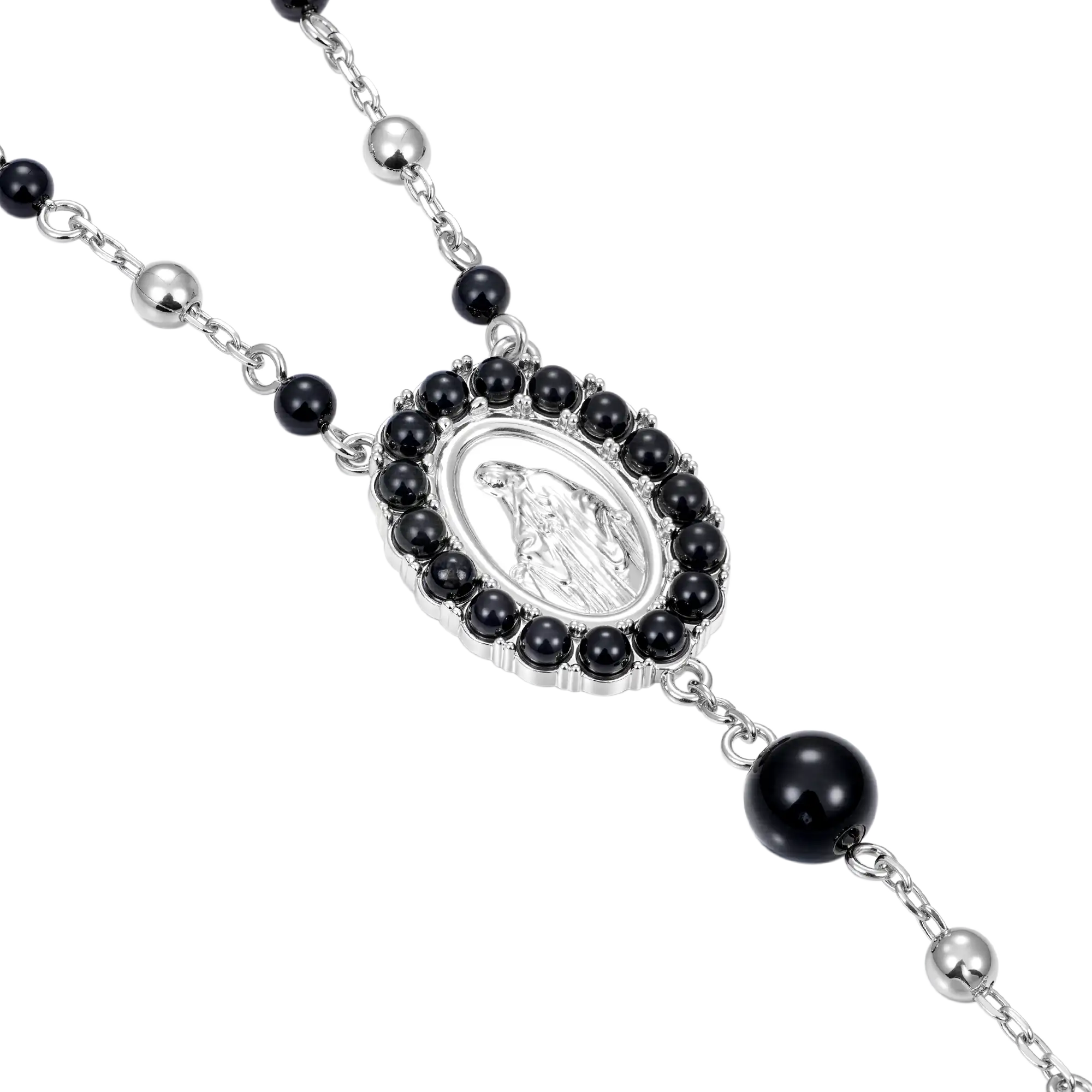 Midnight Pearl Virgin Mary Rosary Necklace - Image 8