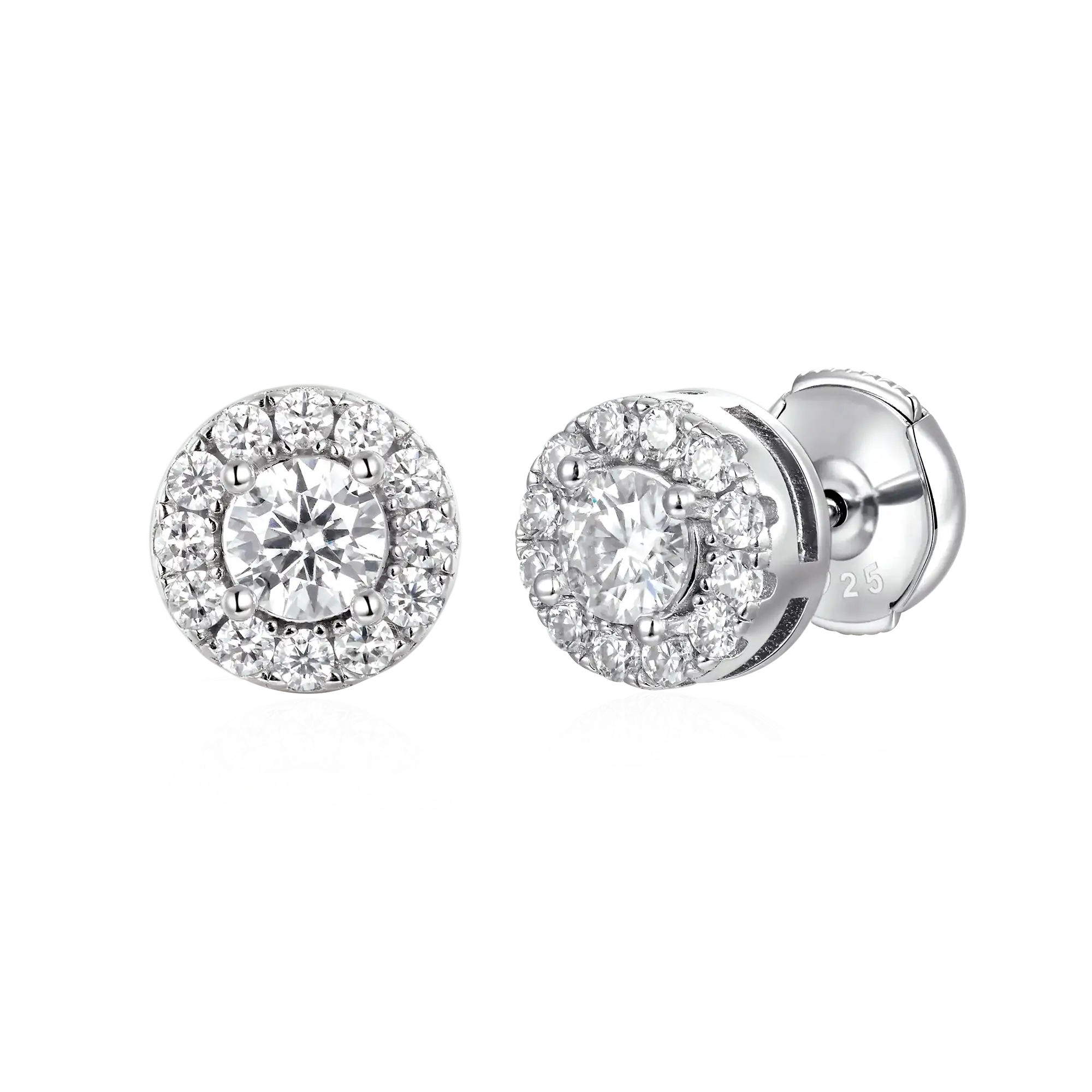 Moissanite 0.24ctw Halo Round Cut Stud Earrings
