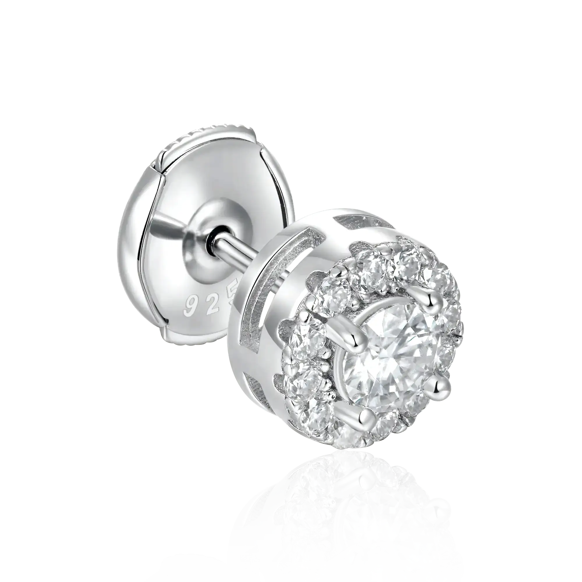 Moissanite 0.24ctw Halo Round Cut Stud Earrings - Image 6