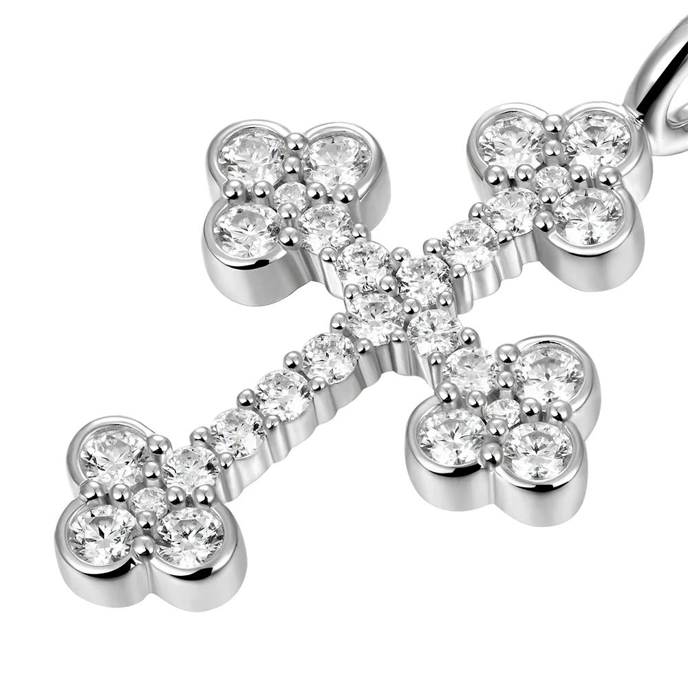 Moissanite Silver Bottoni Cross Pendant - Image 5