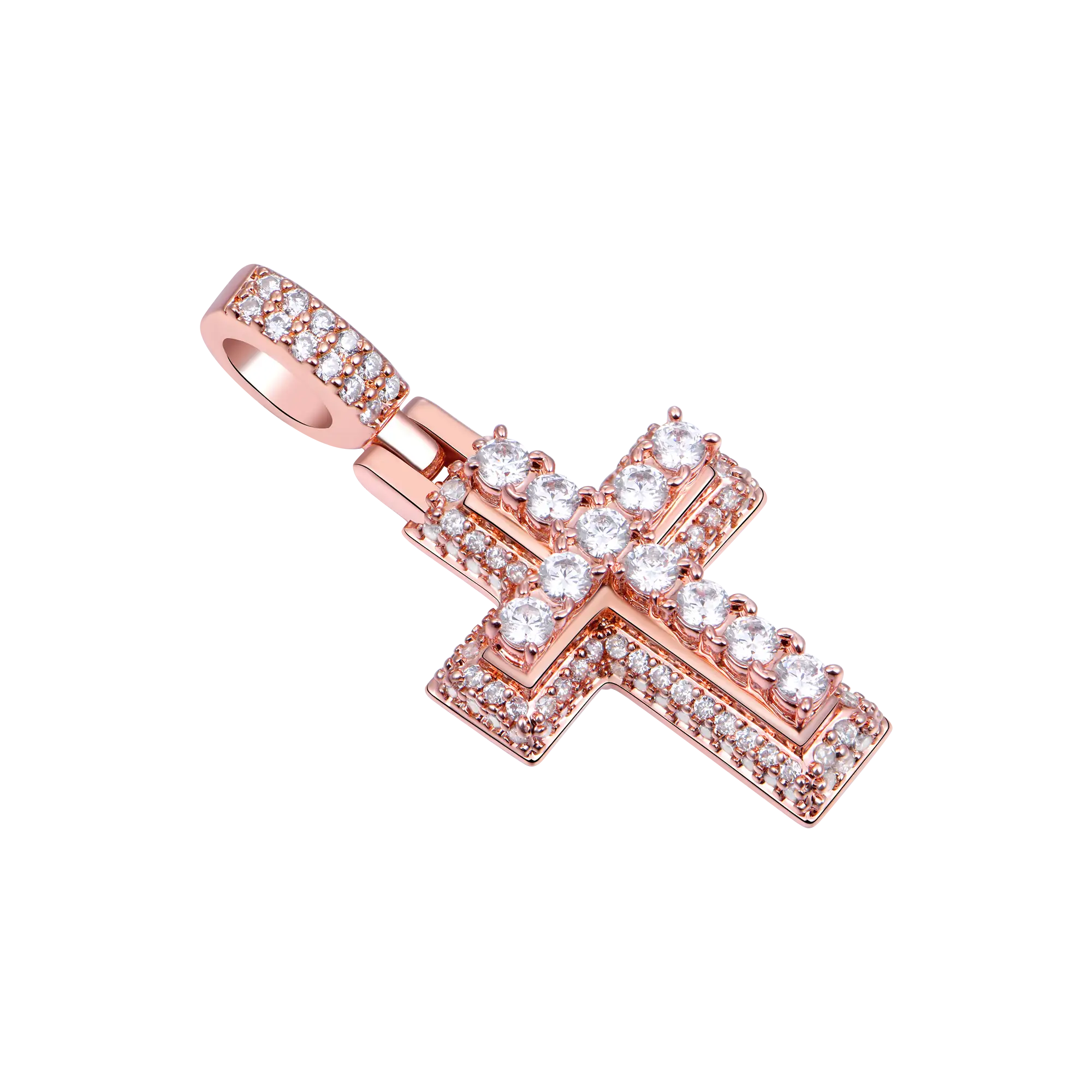 Moissanite Brilliance Layered Cross Pendant - Small - Image 8