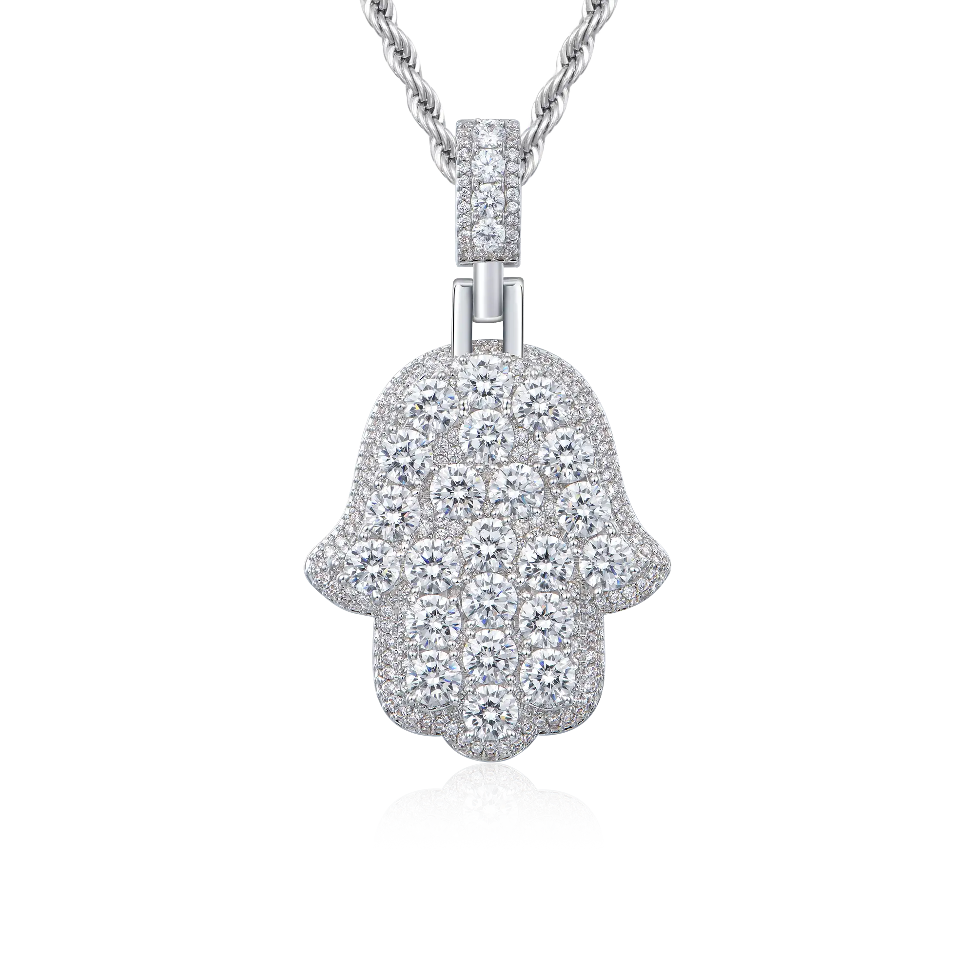 Moissanite Brilliance Layered Hamsa Pendant
