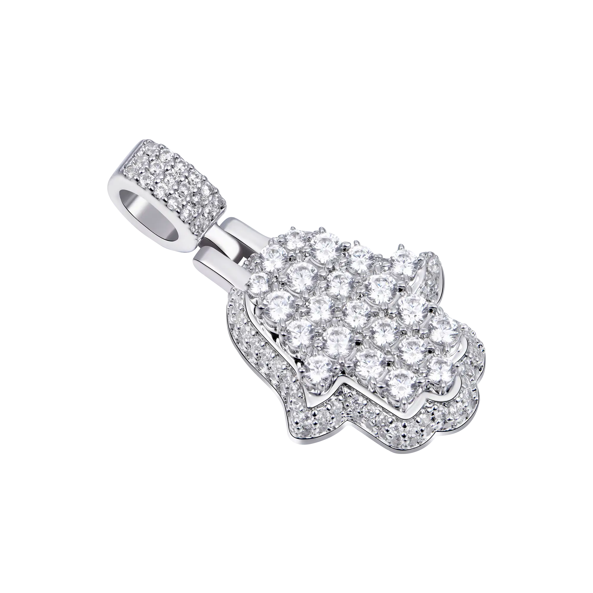 Moissanite Brilliance Layered Hamsa Pendant - Small - Image 4