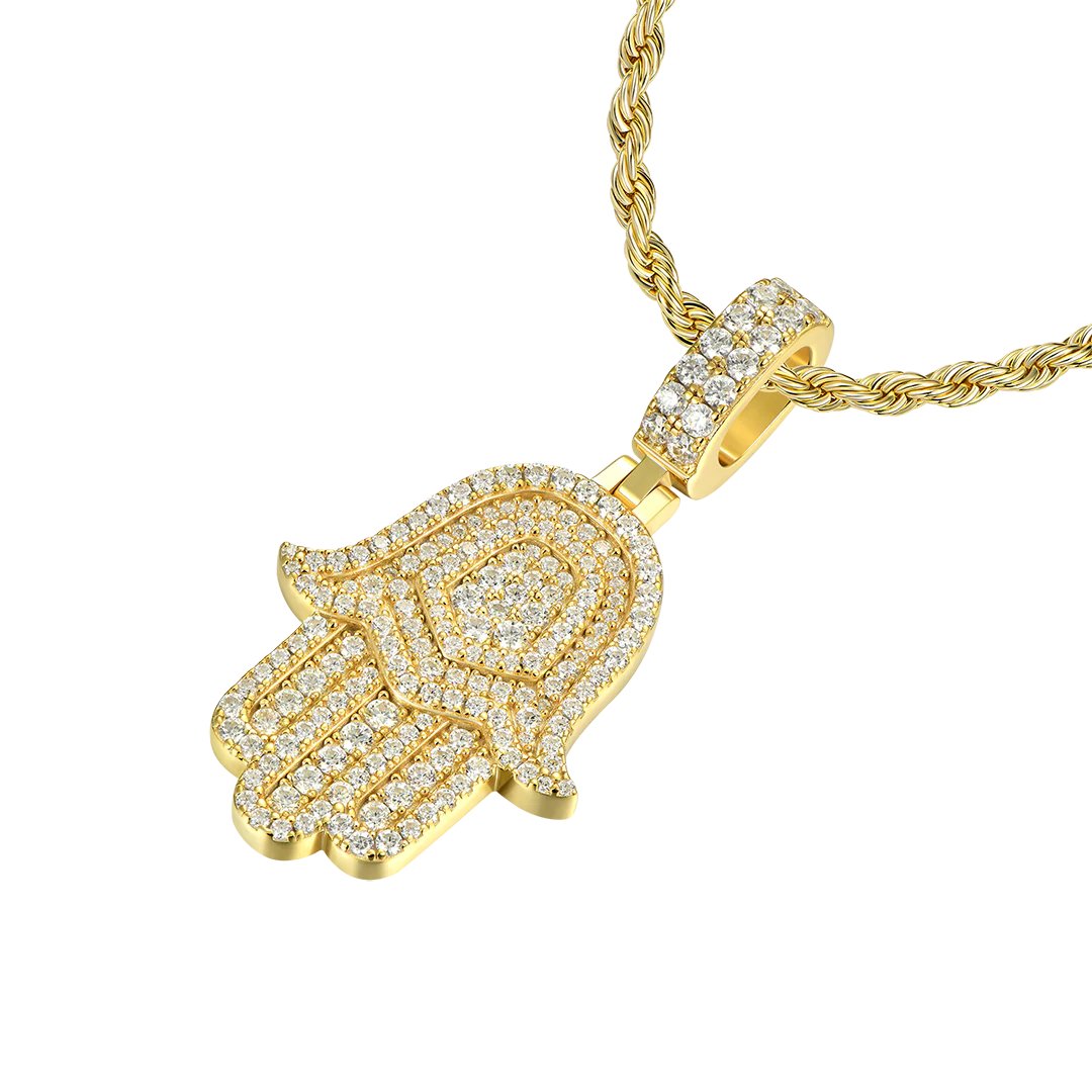 Moissanite Double-Layered Hamsa Pendant - Image 5