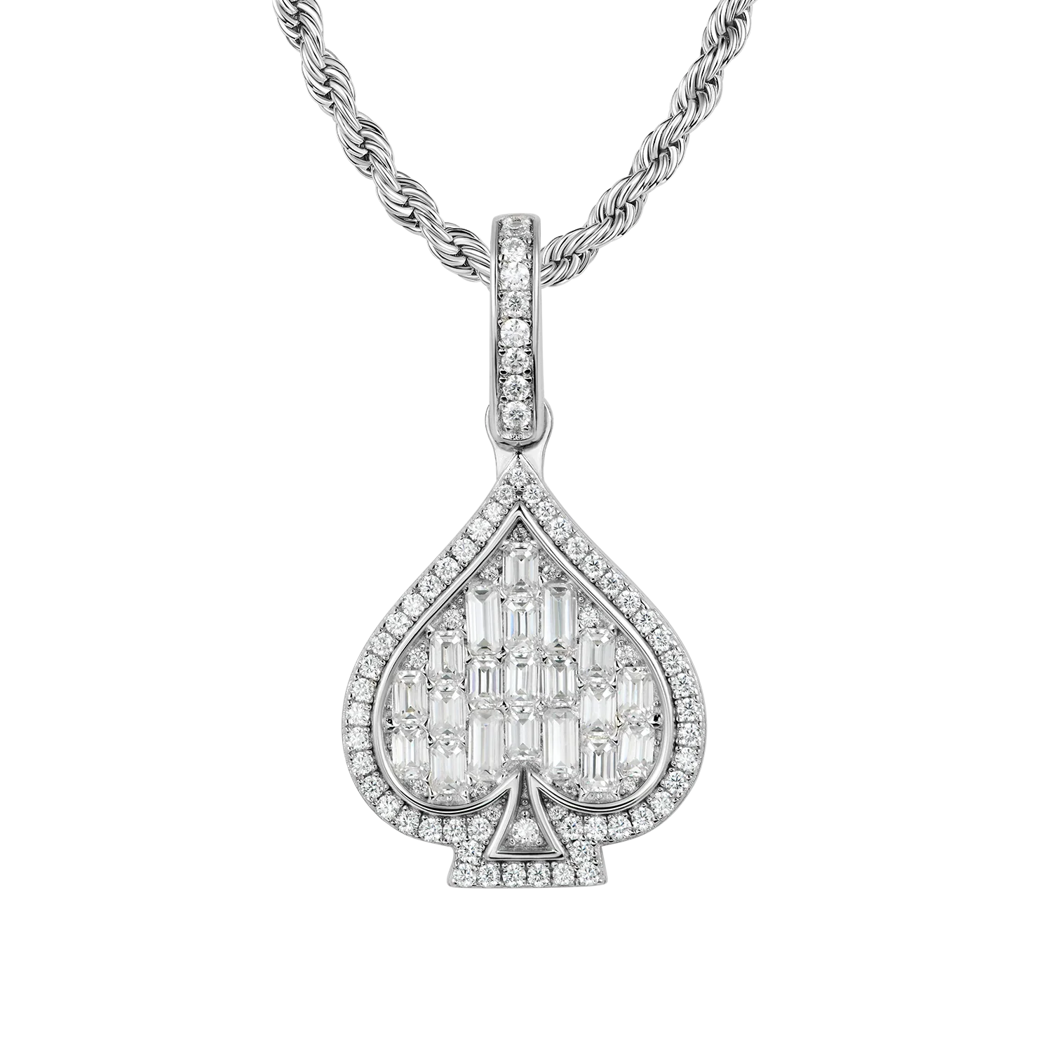 Moissanite Emerald Cut Spade Pendant - Image 2