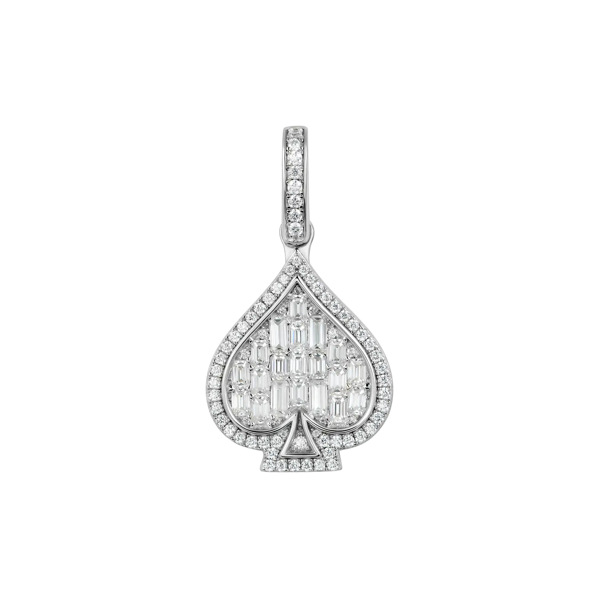 Moissanite Emerald Cut Spade Pendant - Image 3