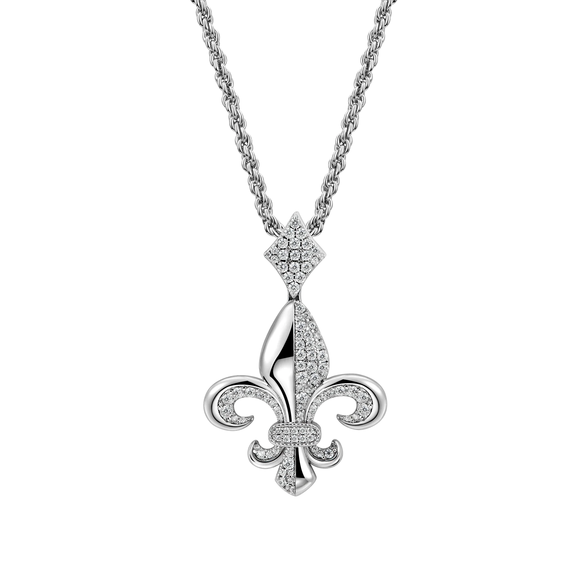 Moissanite Knight Fleur de lis Pendant