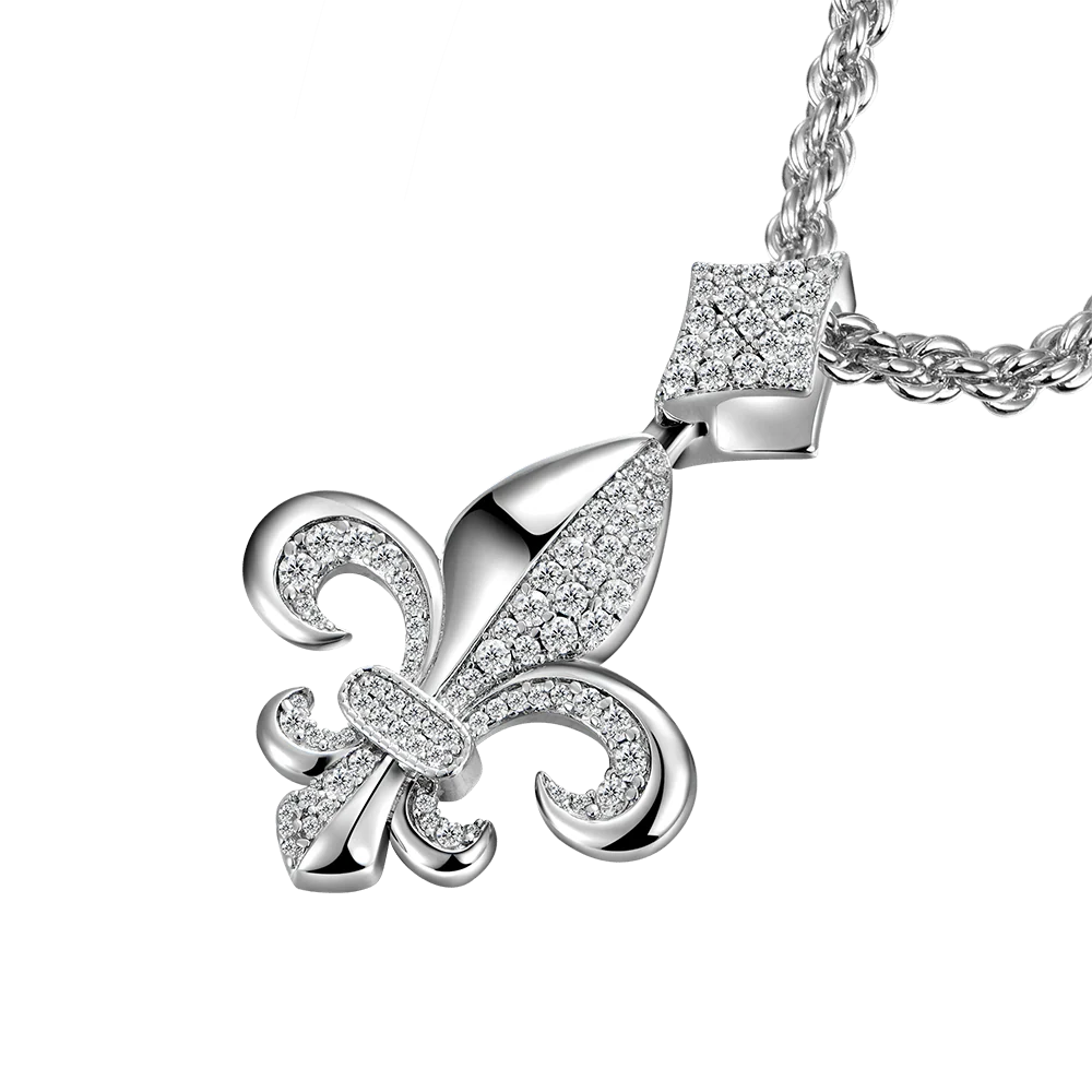 Moissanite Knight Fleur de lis Pendant - Image 6