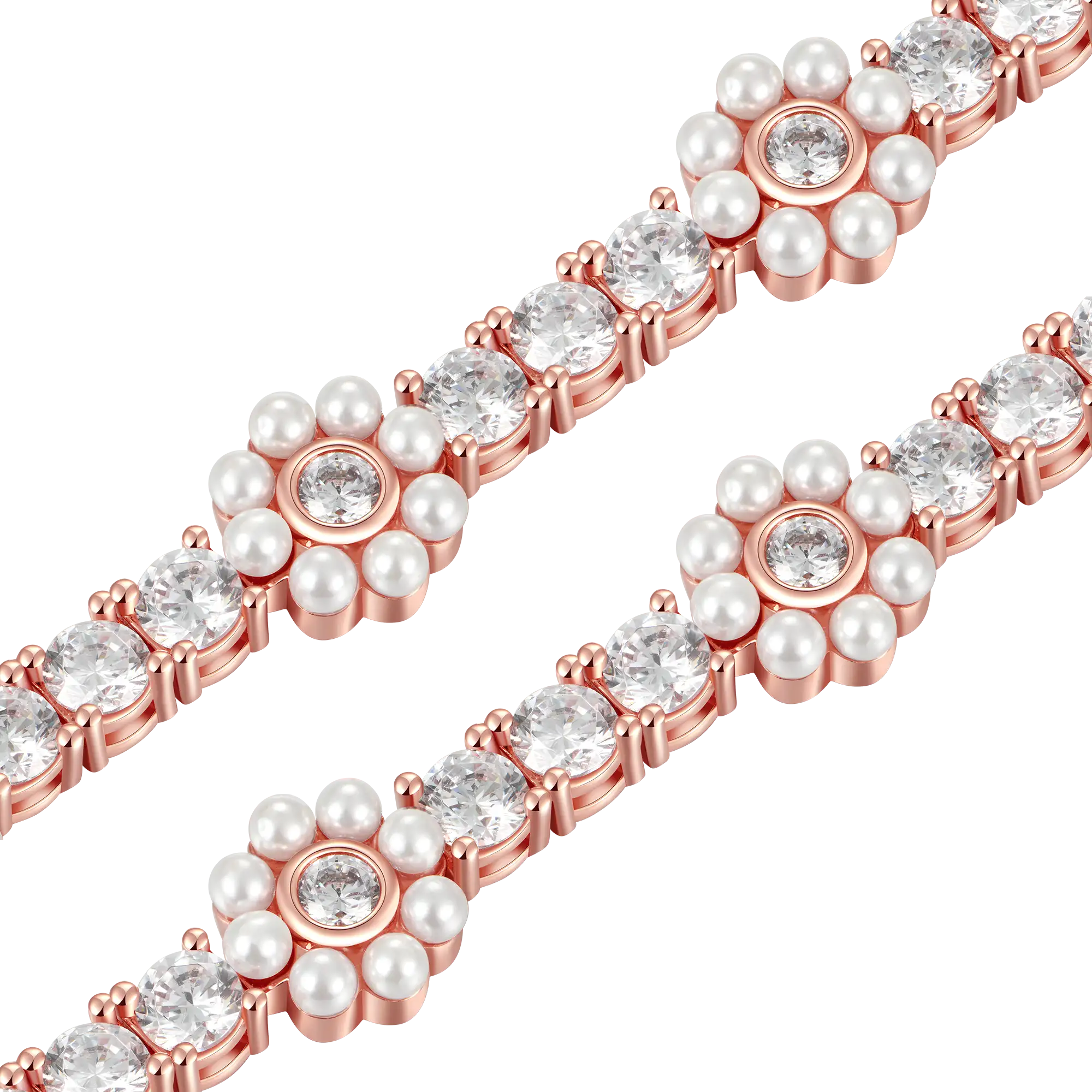 Moissanite Flora Pearl Tennis Bracelet - 9mm - Image 4