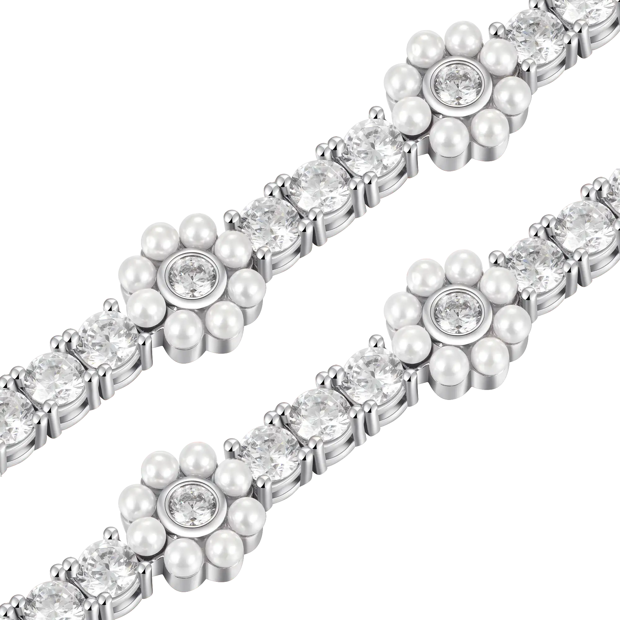 Moissanite Flora Pearl Tennis Bracelet - 9mm - Image 7