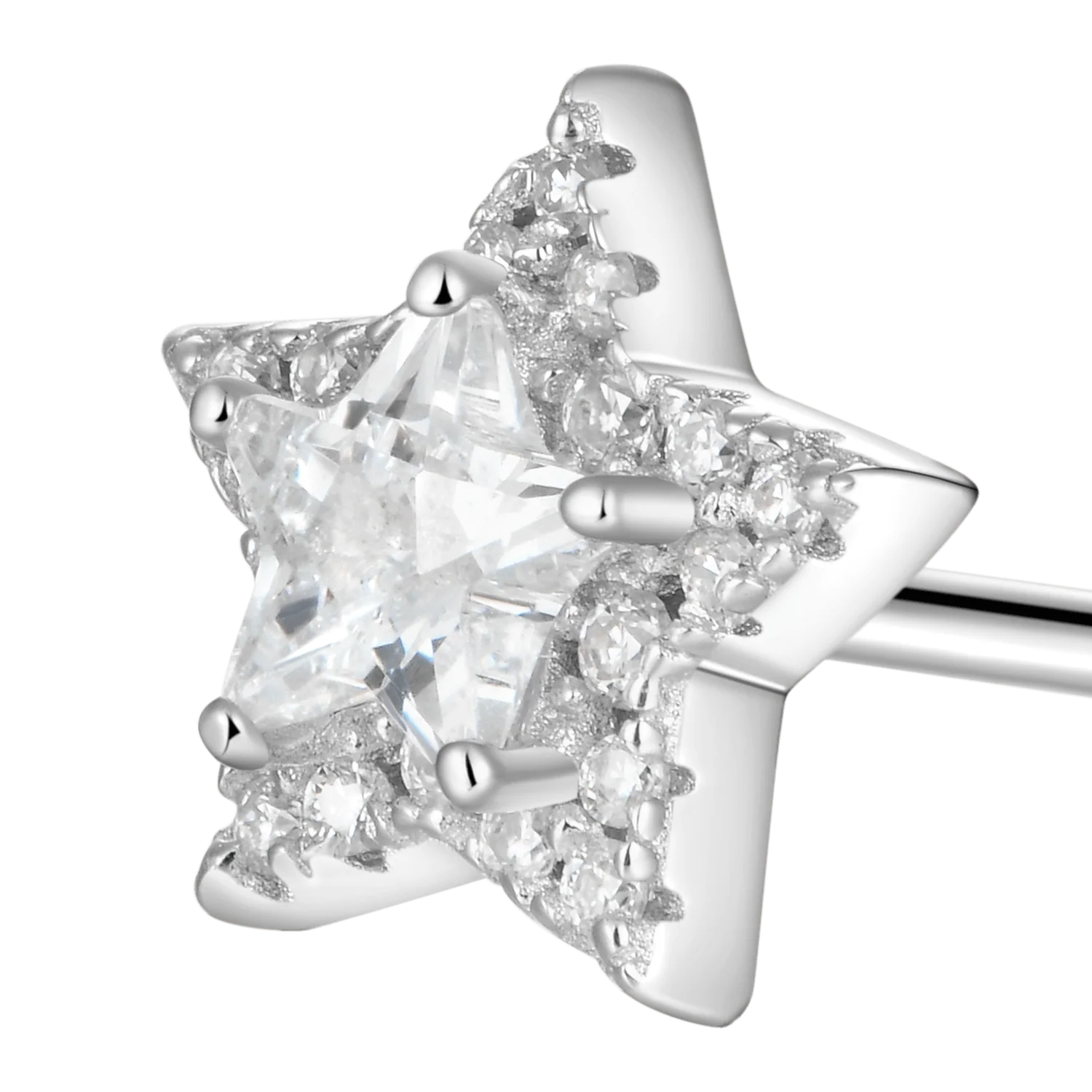 Moissanite Halo Star Stud Earring - Single - Image 7