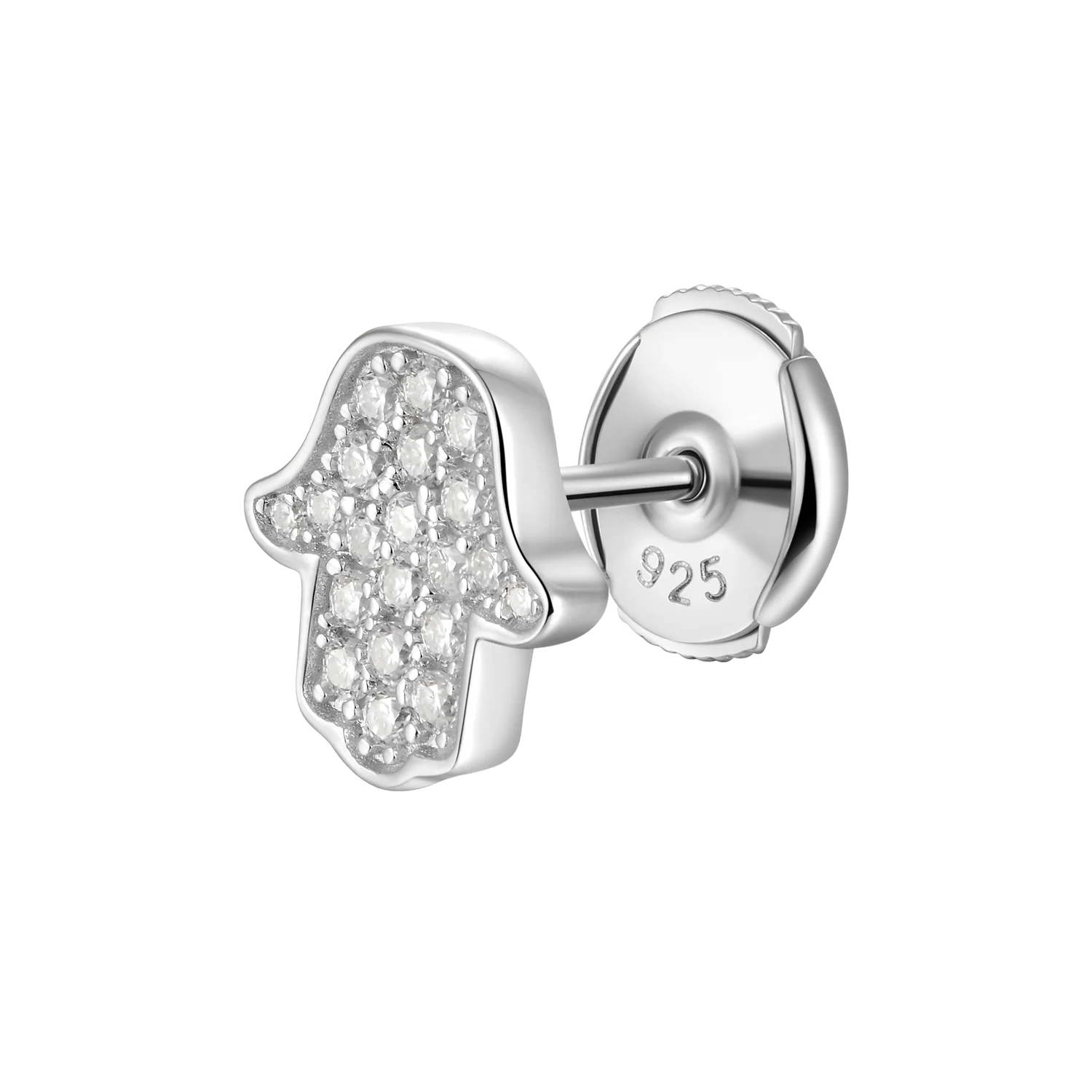 Single Moissanite Hamsa Stud Earring
