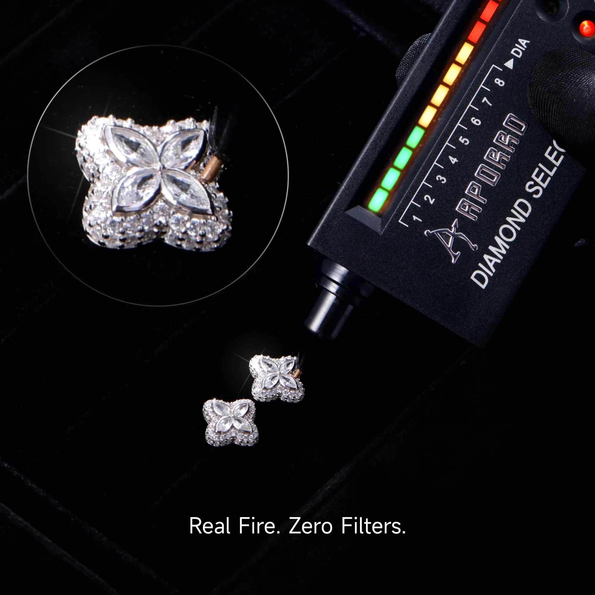 Moissanite S925 Luminous Clover Earrings - White Diamond - Image 5