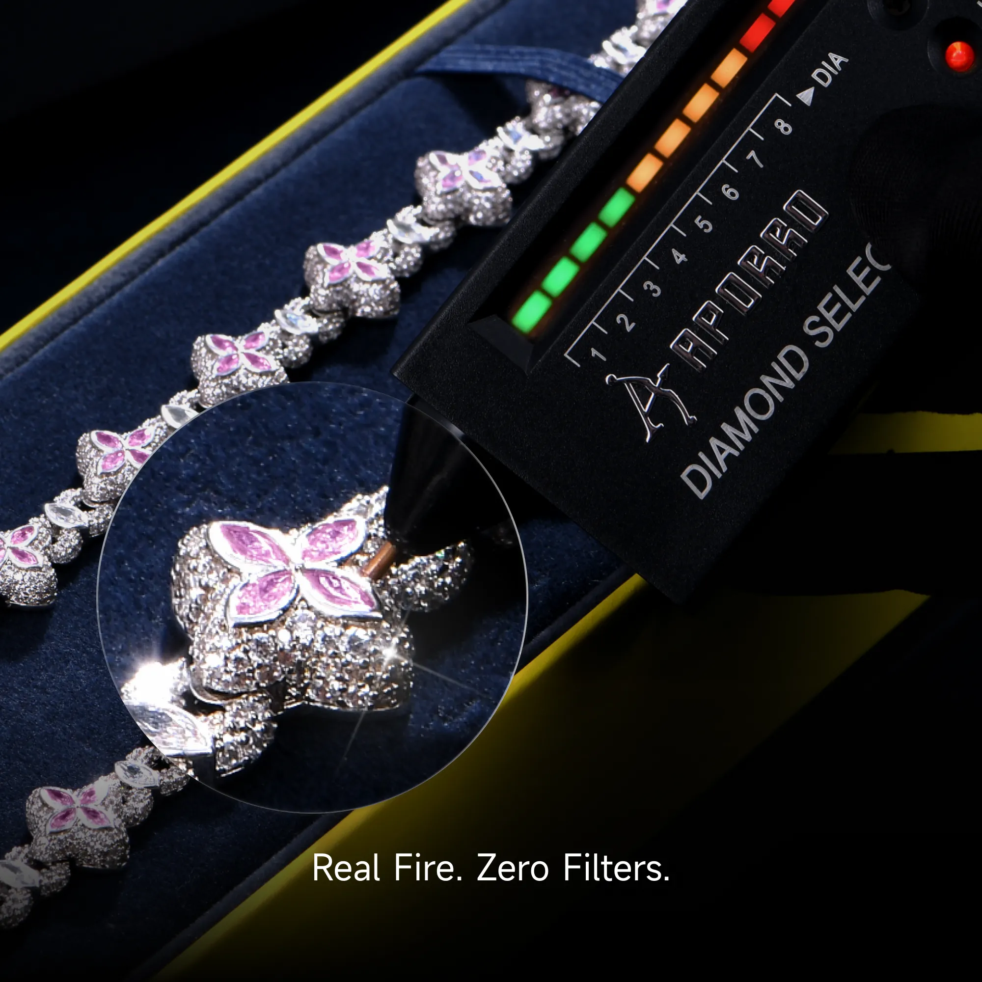 Moissanite Luminous Clover Necklace & Wallet Chain - Pink Diamond - Image 6