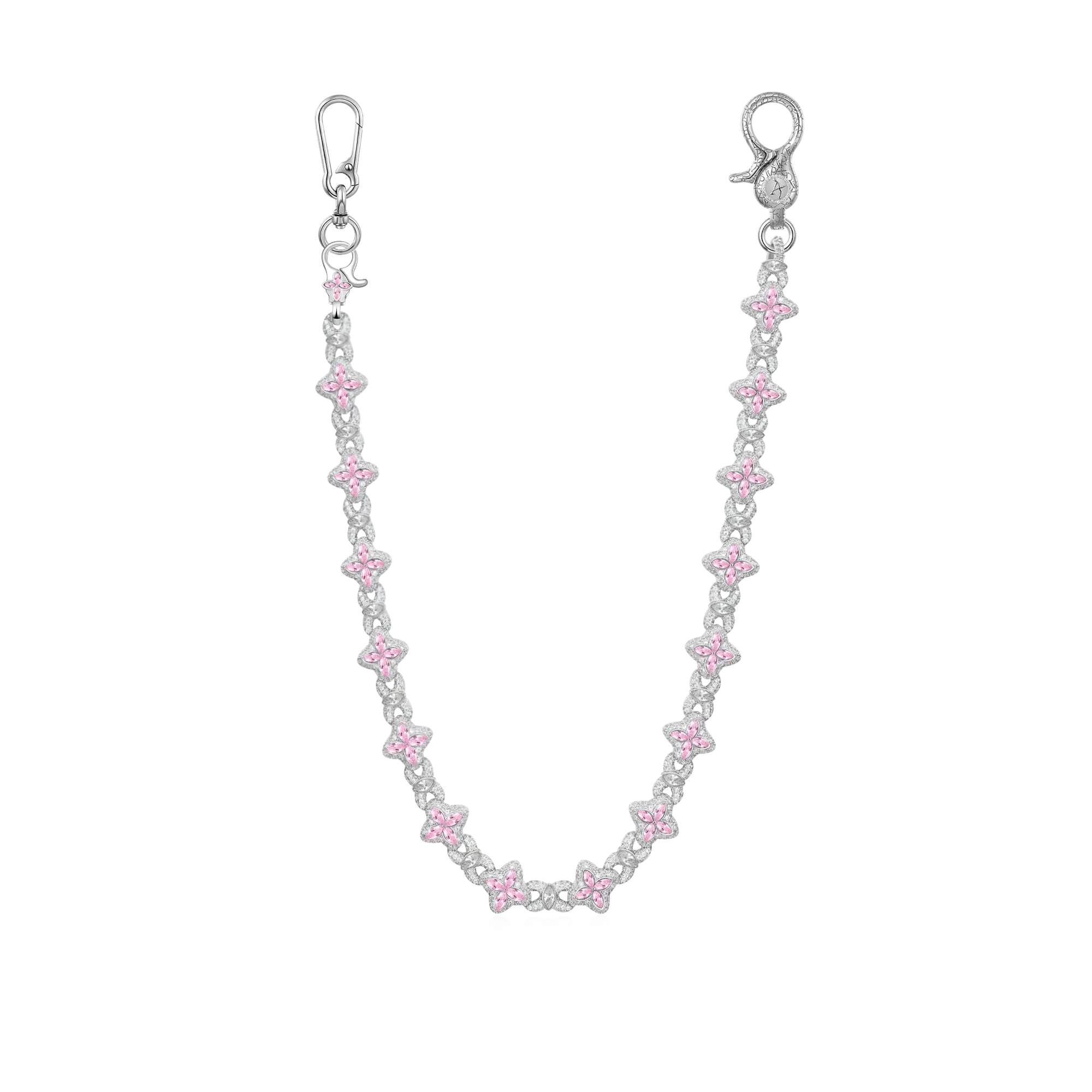 Moissanite Luminous Clover Necklace & Wallet Chain - Pink Diamond - Image 8