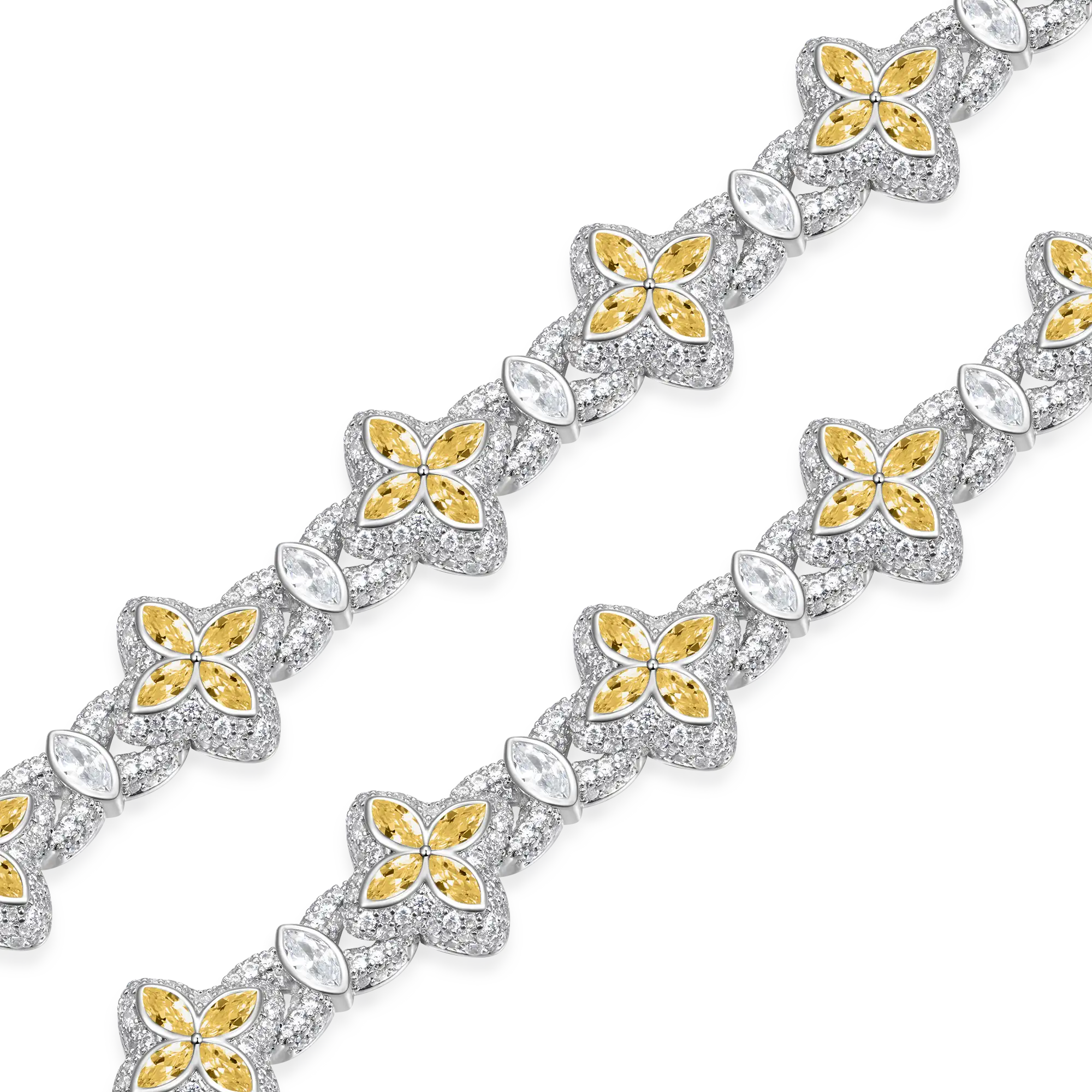 Moissanite Luminous Clover Necklace & Wallet Chain - Yellow Diamond - Image 8