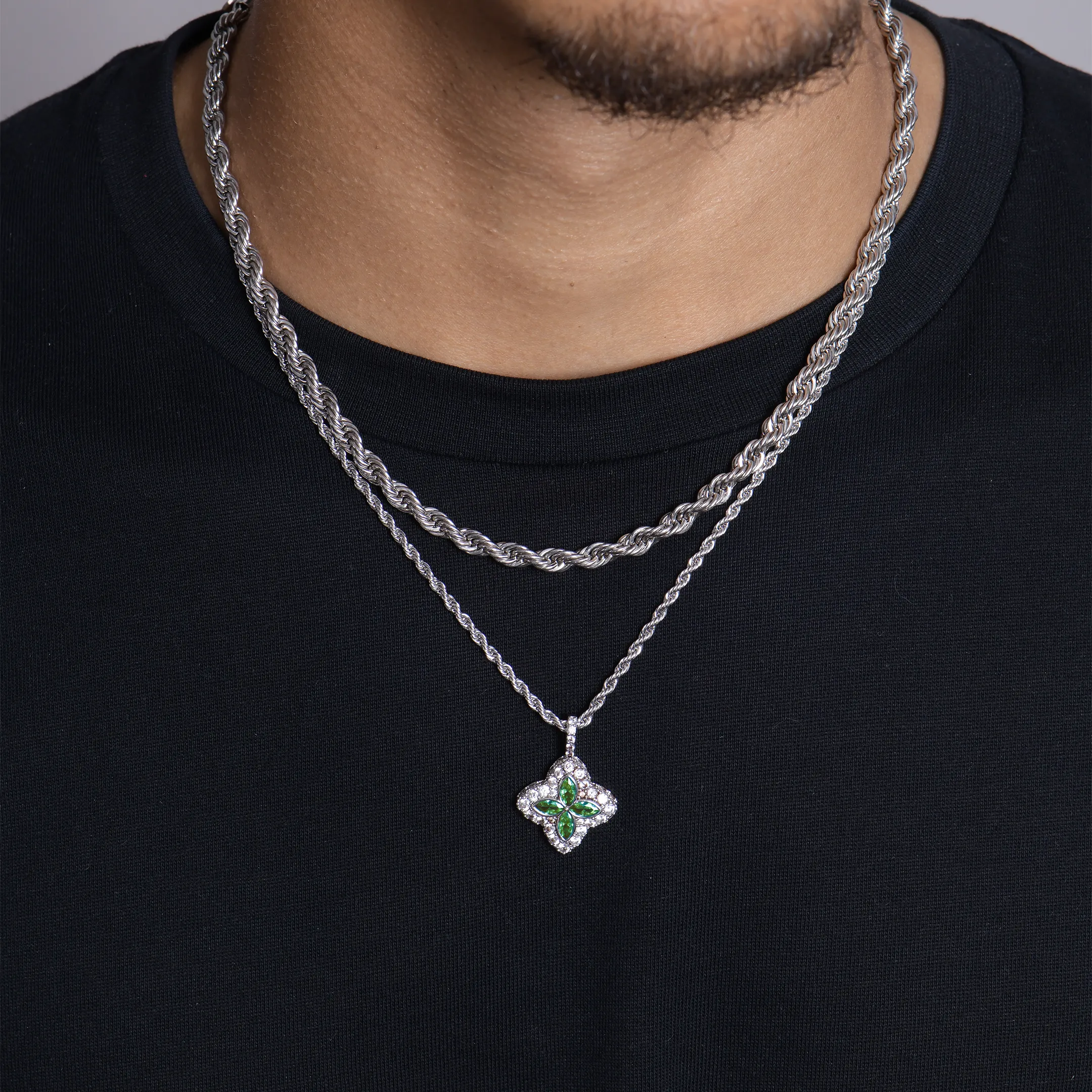 Iced Luminous Clover Pendant - Image 2