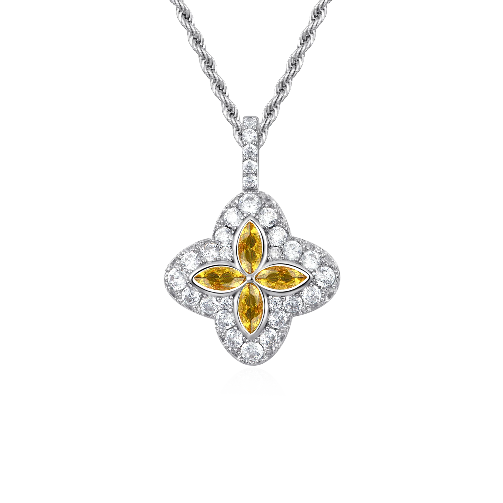 Moissanite Luminous Clover Pendant - Yellow Diamond