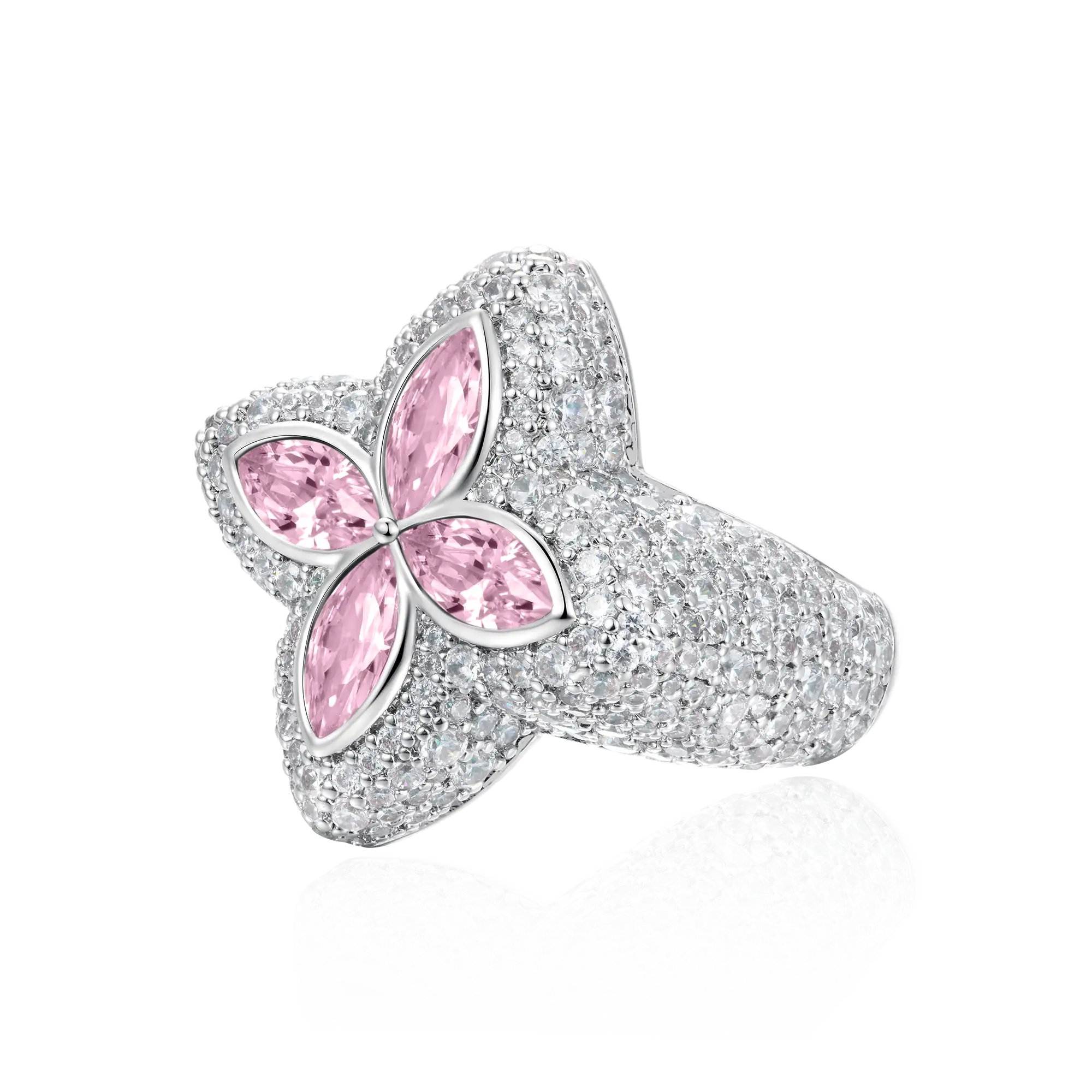 Moissanite Luminous Clover Ring - Pink Diamond - Image 6