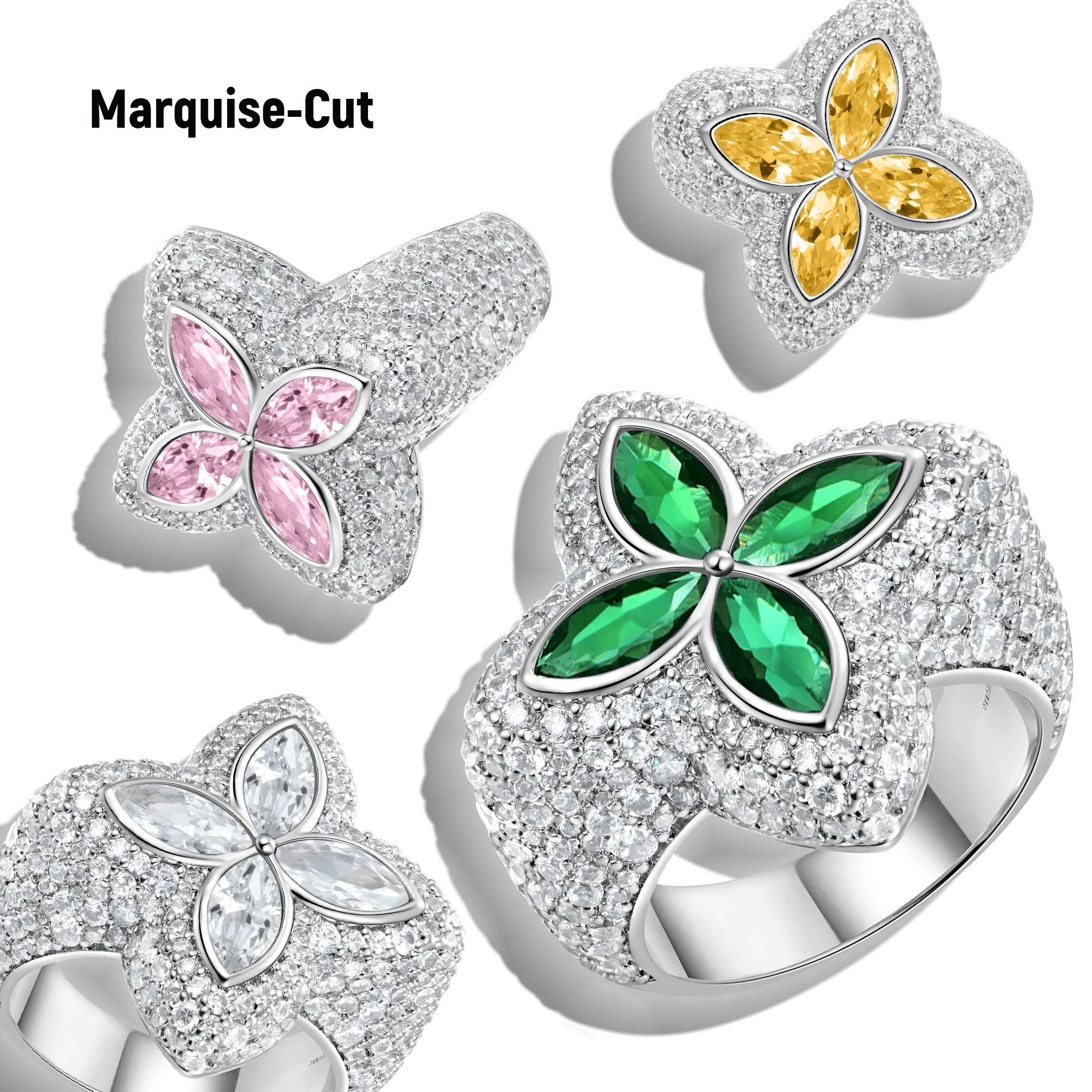 Moissanite Luminous Clover Ring - Yellow Diamond - Image 2