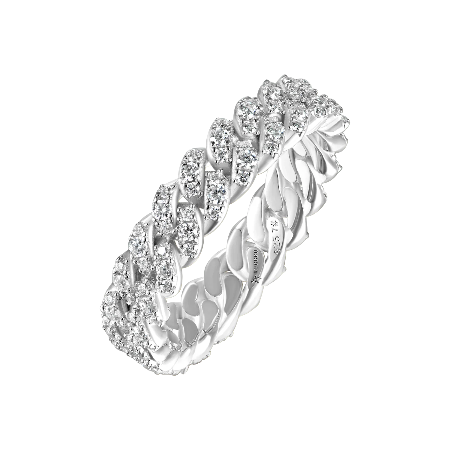 Moissanite Cuban Link Ring - 5mm