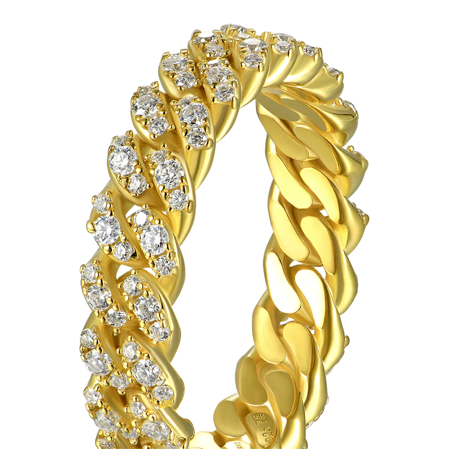 Moissanite Cuban Link Ring - 5mm - Image 7