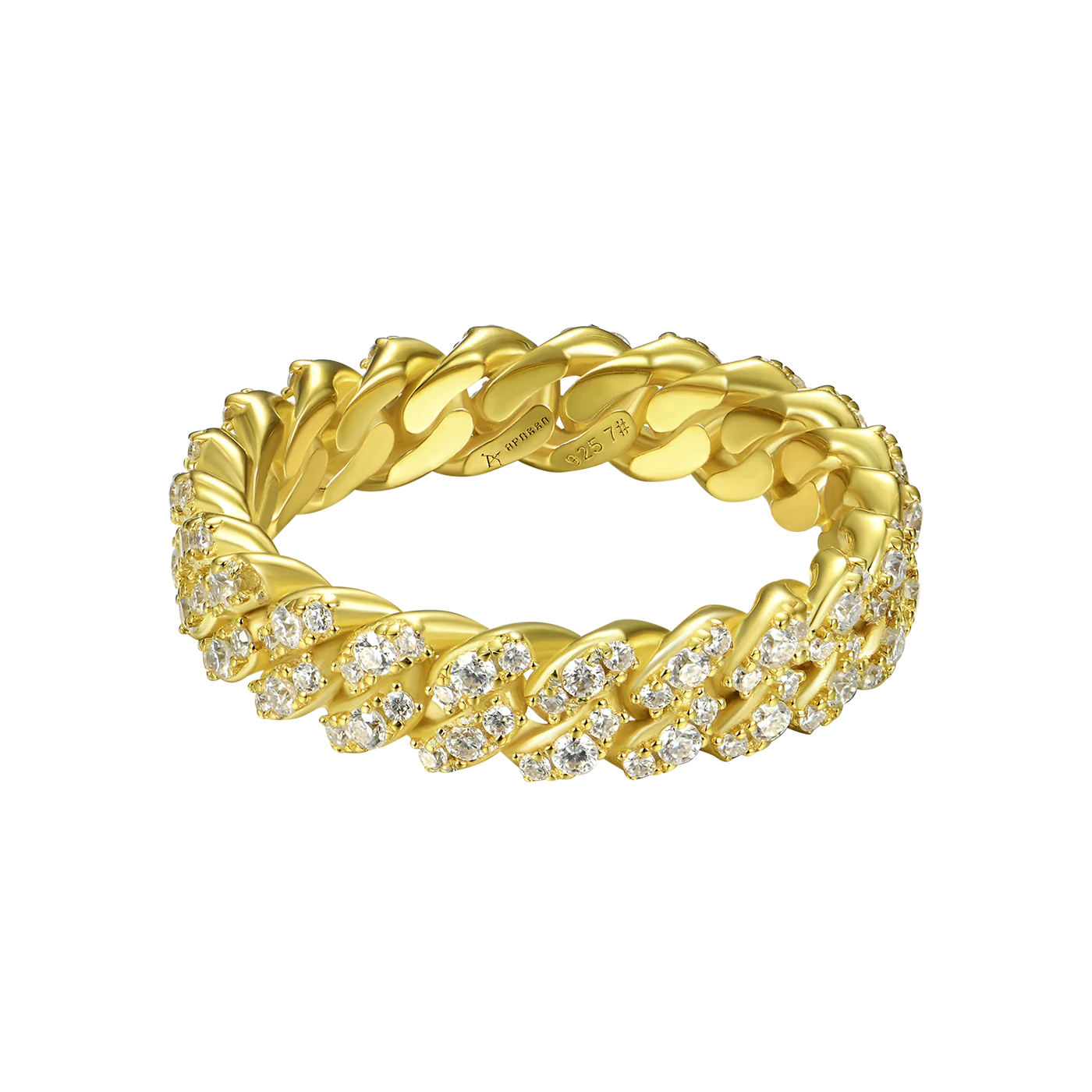 Moissanite Cuban Link Ring - 5mm - Image 8