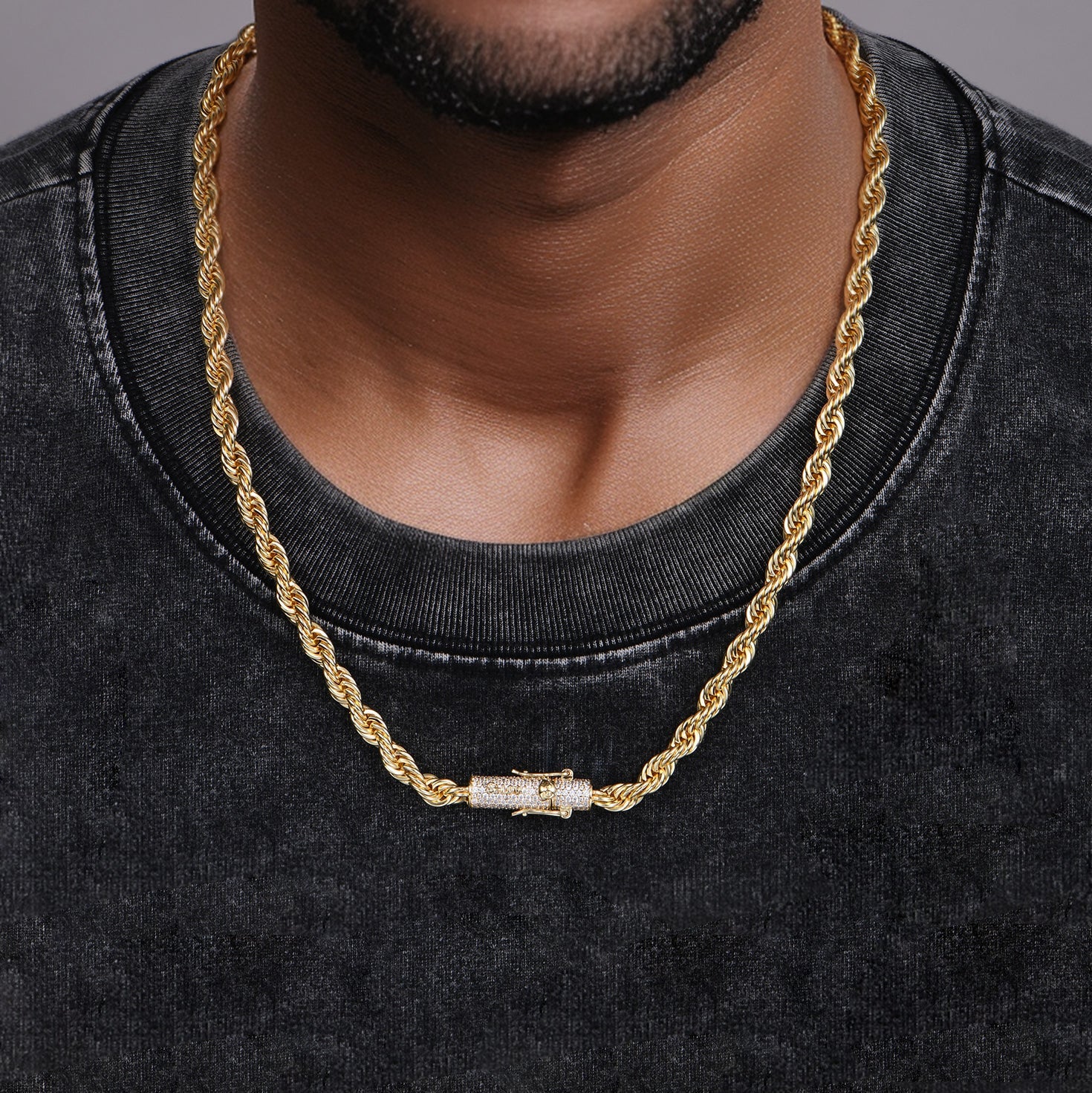 S925 Rope Chain With Moissanite Clasp - 6mm - Image 2