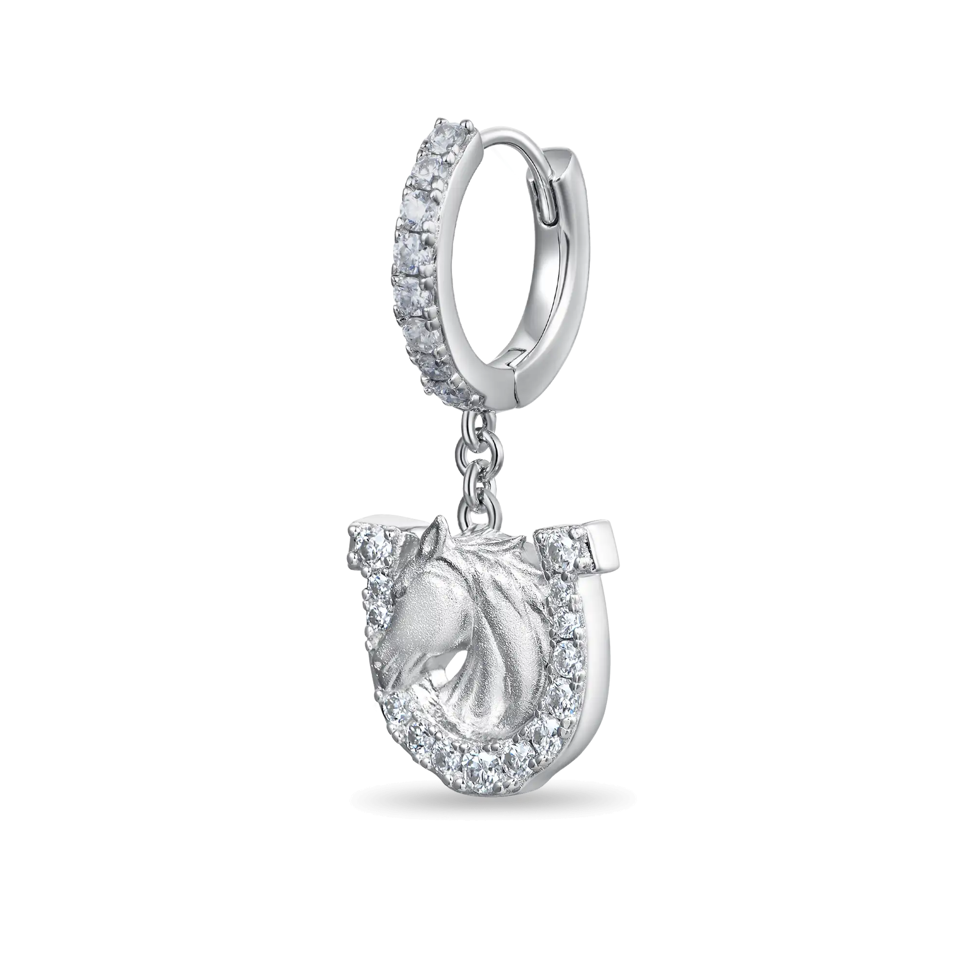 Moissanite S925 Horseshoe Dangling Earrings - Pair - Image 4