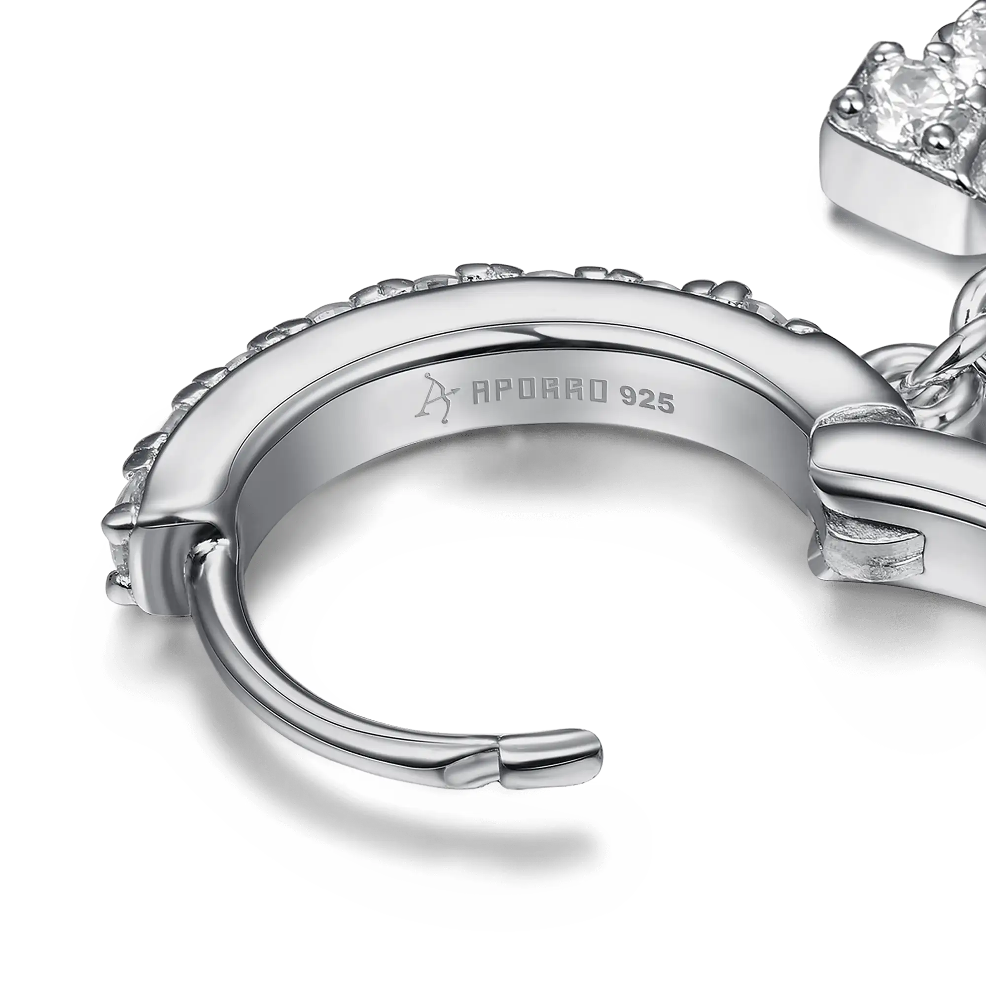 Moissanite S925 Horseshoe Dangling Earrings - Pair - Image 6