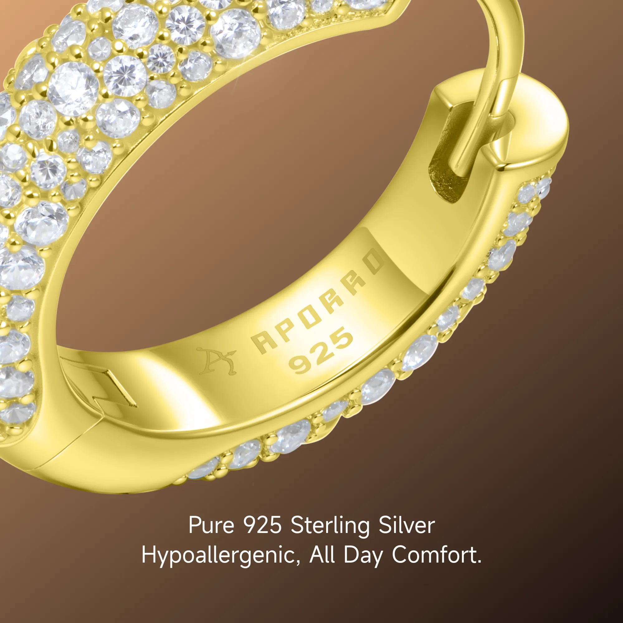 S925 Round Paved Hoop Earring - Medium - Image 11