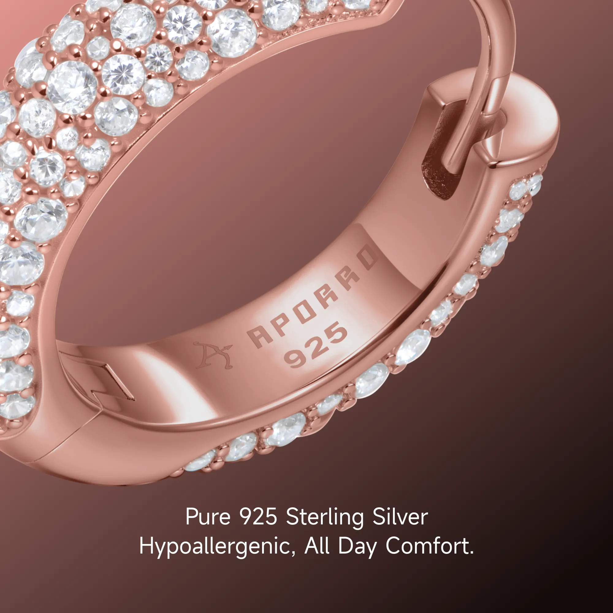 S925 Round Paved Hoop Earring - Medium - Image 16