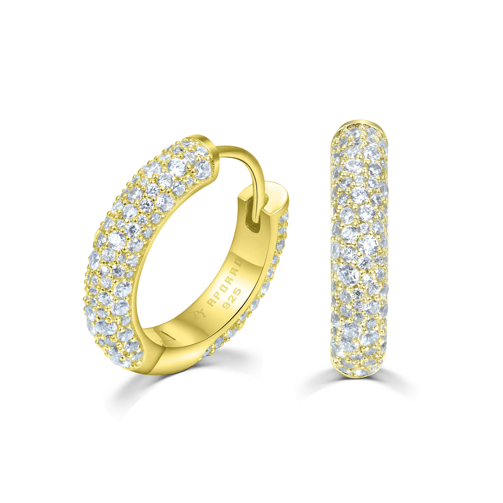 Moissanite S925 Round Paved Hoop Earrings - Medium - Image 6