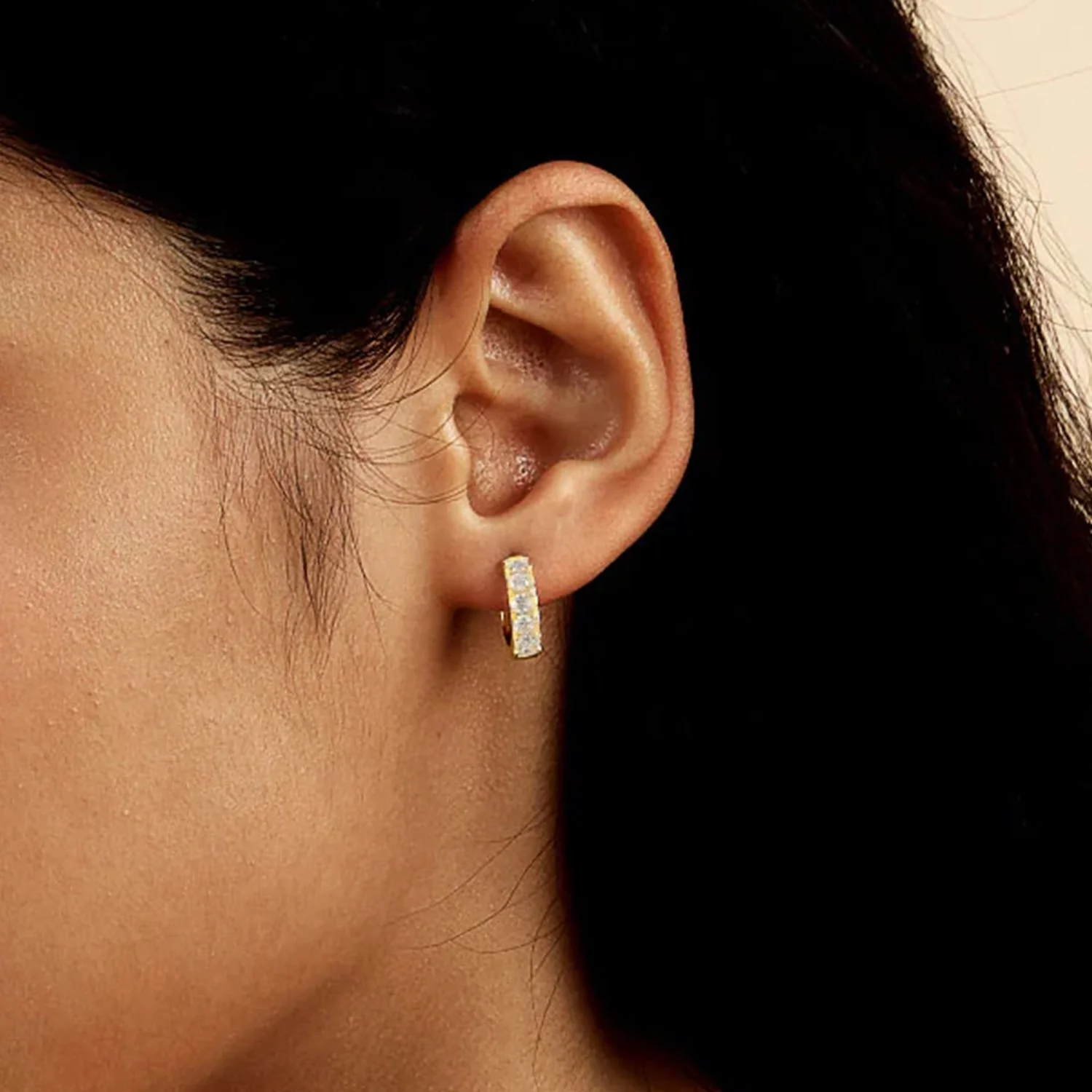 Moissanite Single Row Hoop Earring - Single - Image 10