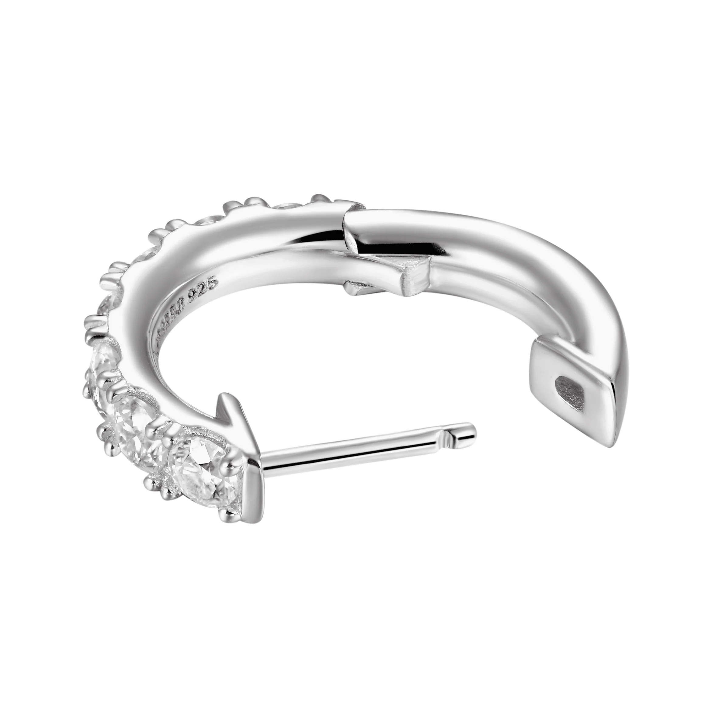 Moissanite S925 Single Row Hoop Earring - Image 5