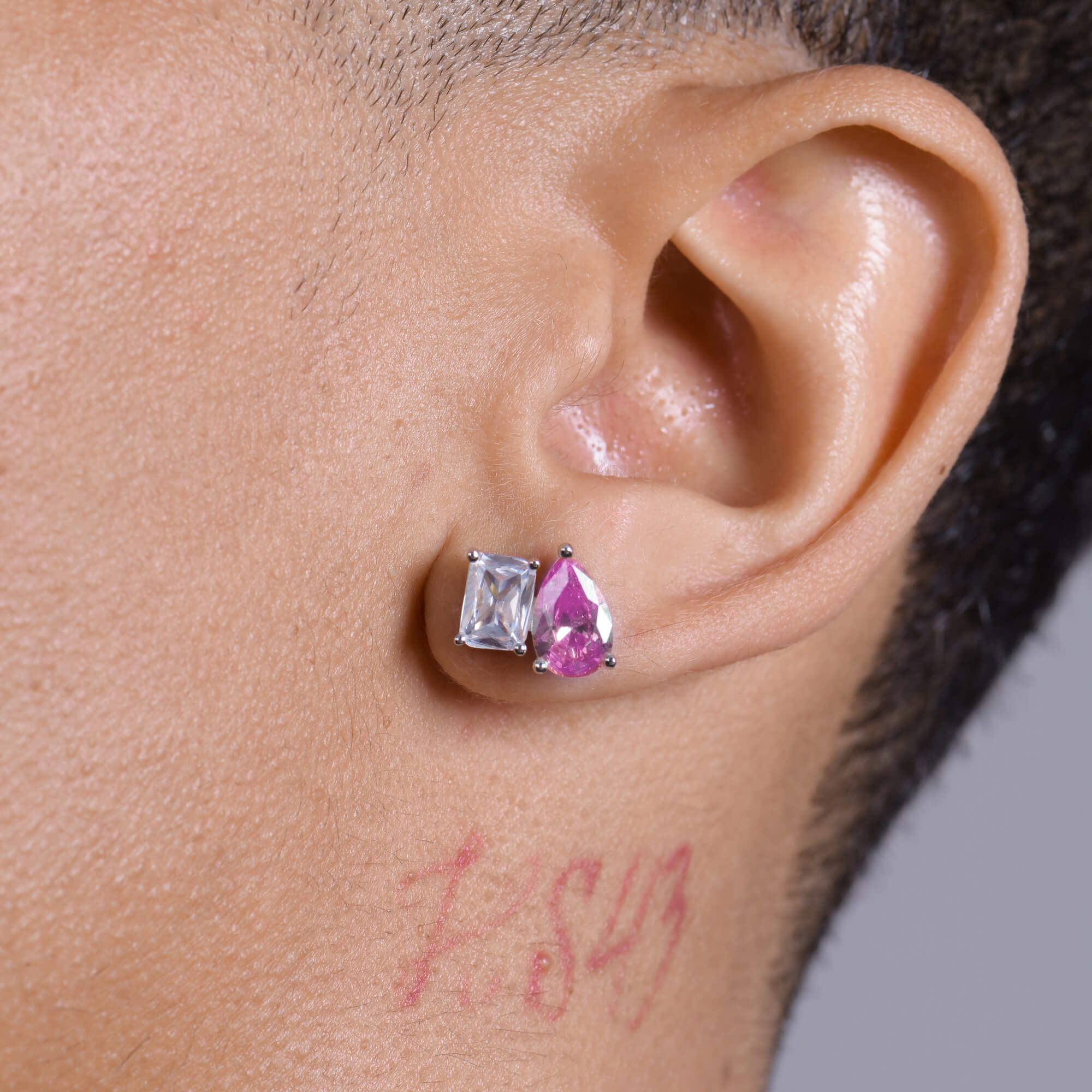 Moissanite S925 Toi et Moi Emerald & Pear Stud Earrings - Image 7