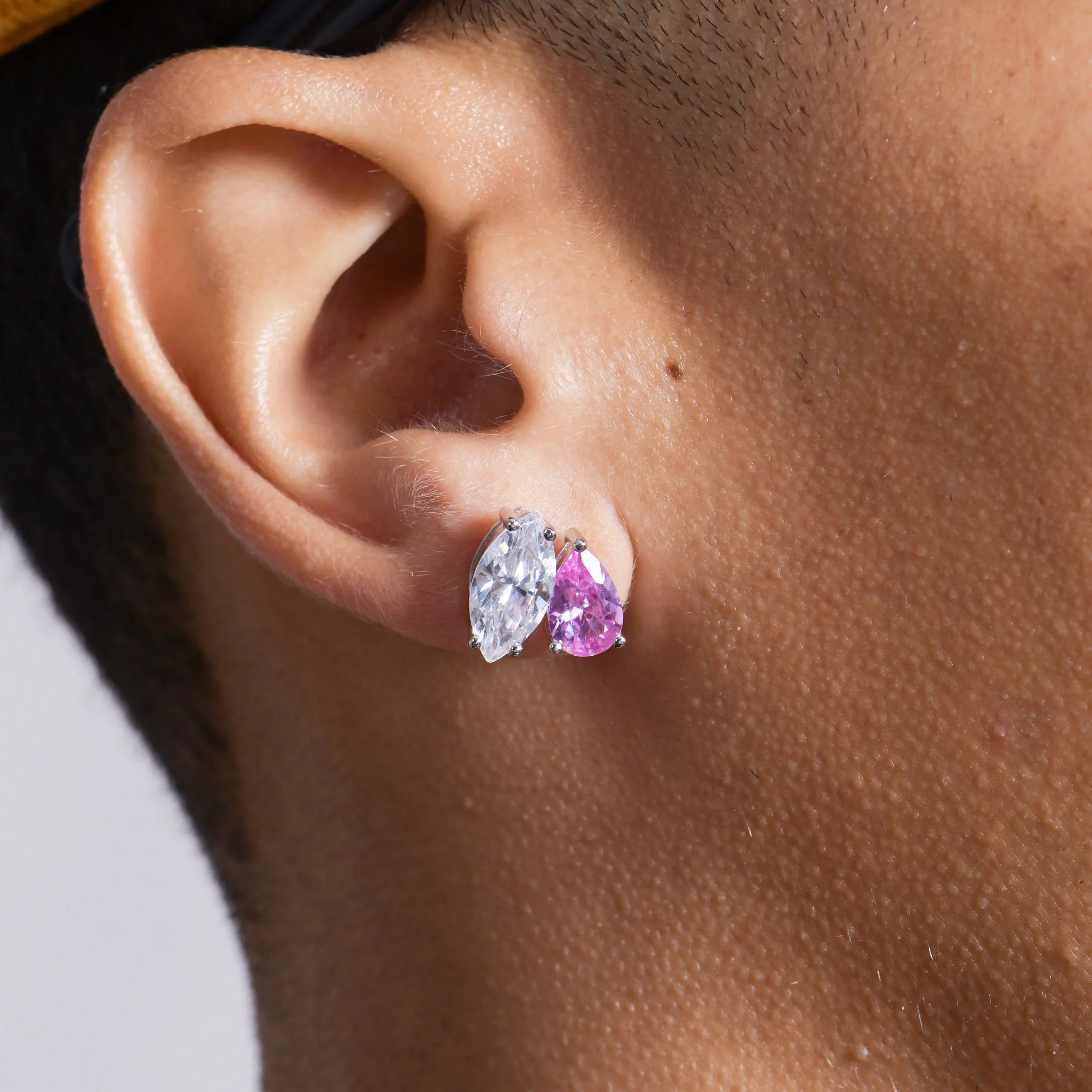 Moissanite S925 Toi et Moi Marquise & Pear Stud Earrings - Image 7