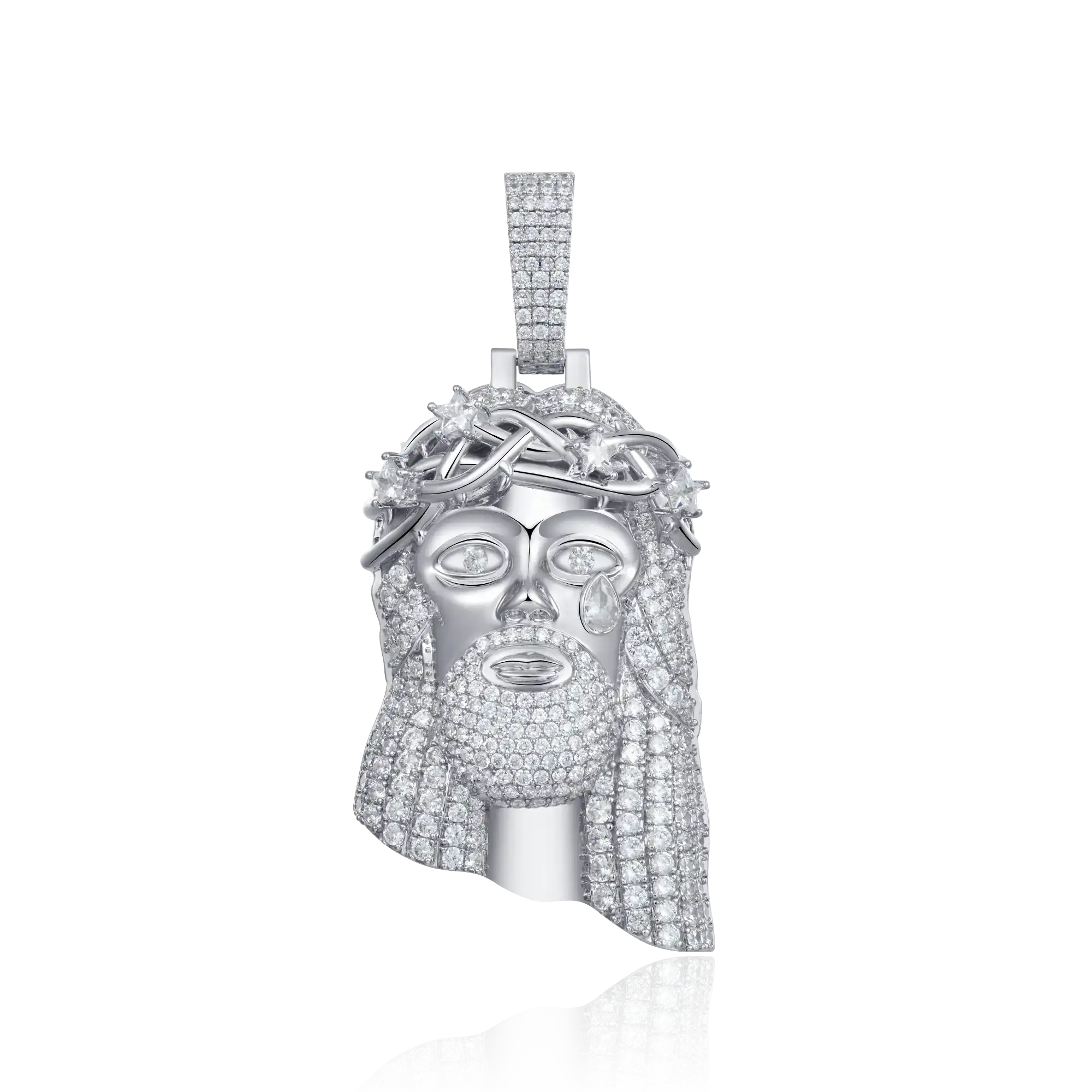 White Gold Stellar Jesus Pendant - Large - Image 6