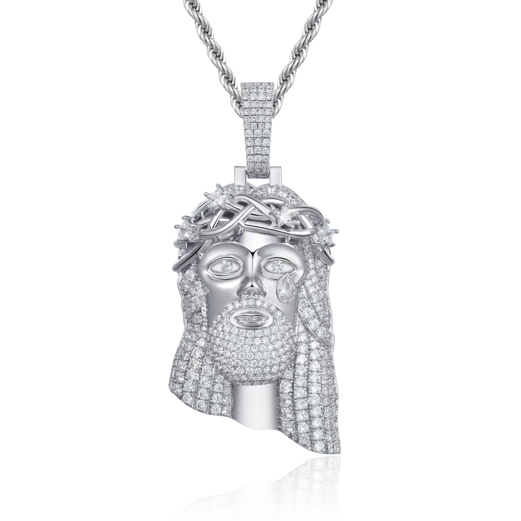 White Gold Stellar Jesus Pendant - Large - Image 7