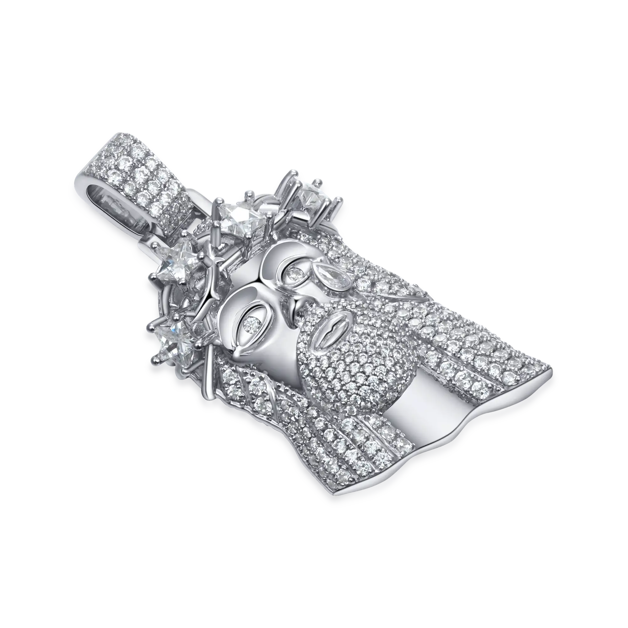 Moissanite White Gold Stellar Jesus Pendant - Small - Image 5
