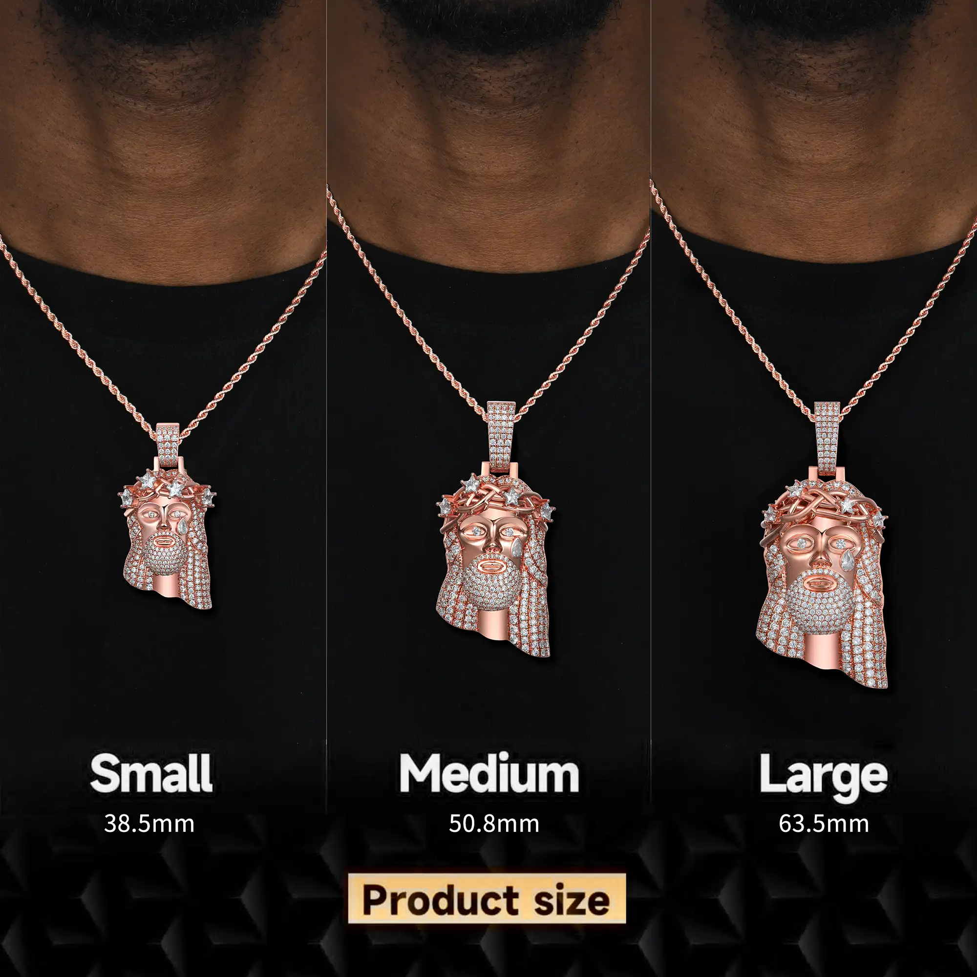 Rose Gold Stellar Jesus Pendant - Small - Image 4