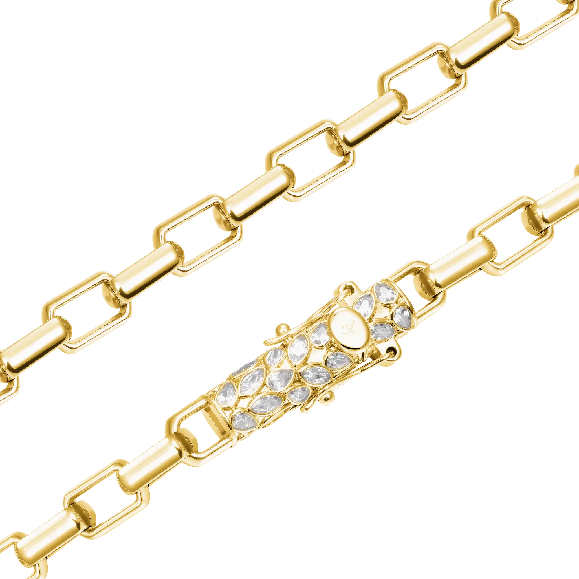 Paper Clip Chain With Iced Marquise & Pear Cut Clasp - 8mm - Image 7