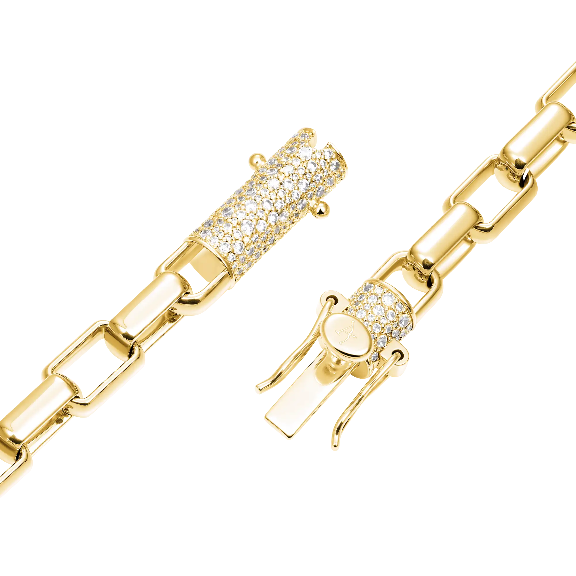 Paper Clip Chain With Iced Round Cut Clasp - 8mm - Image 8