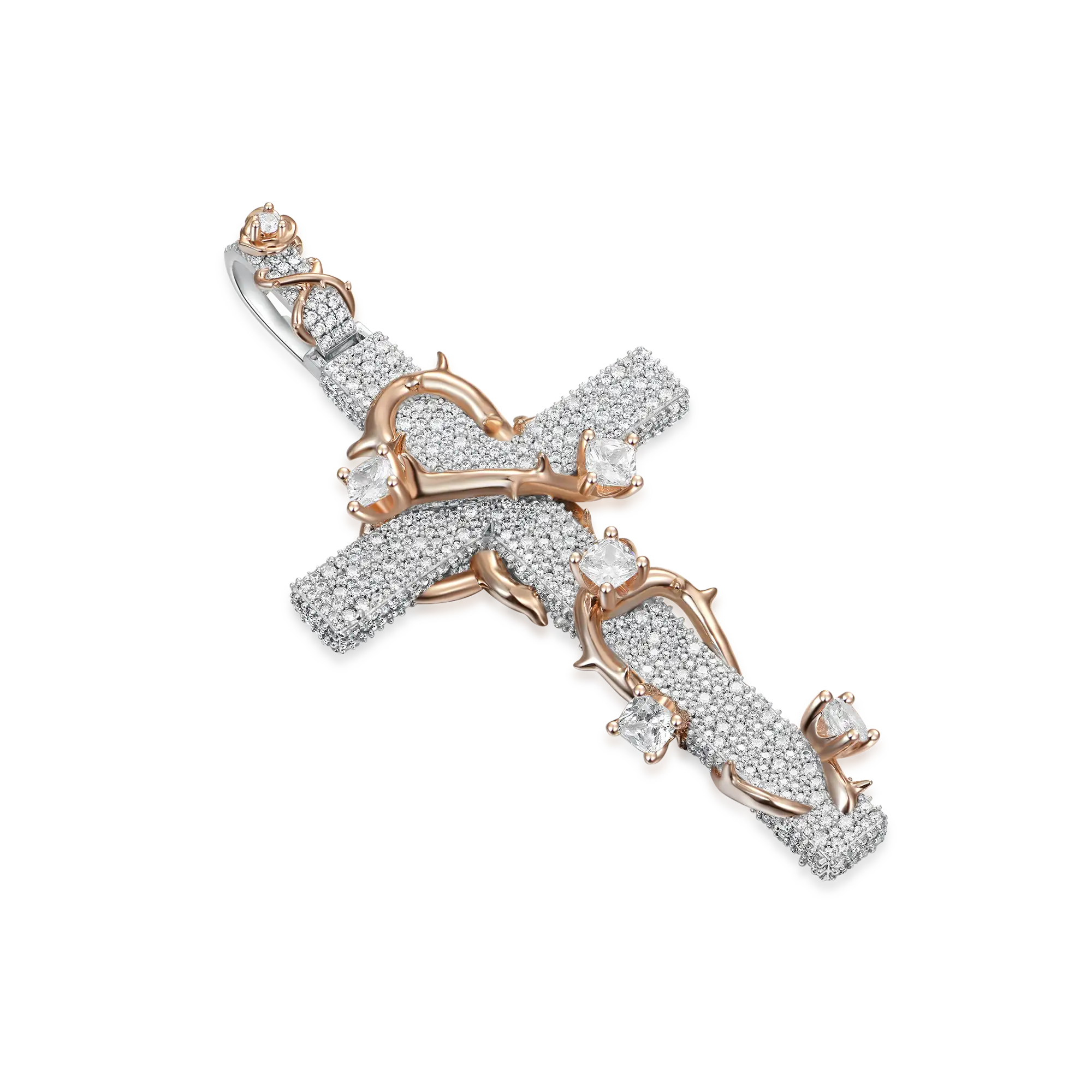 Pave Set Thorned Cross Pendant & Chain Trinity Set - Image 2