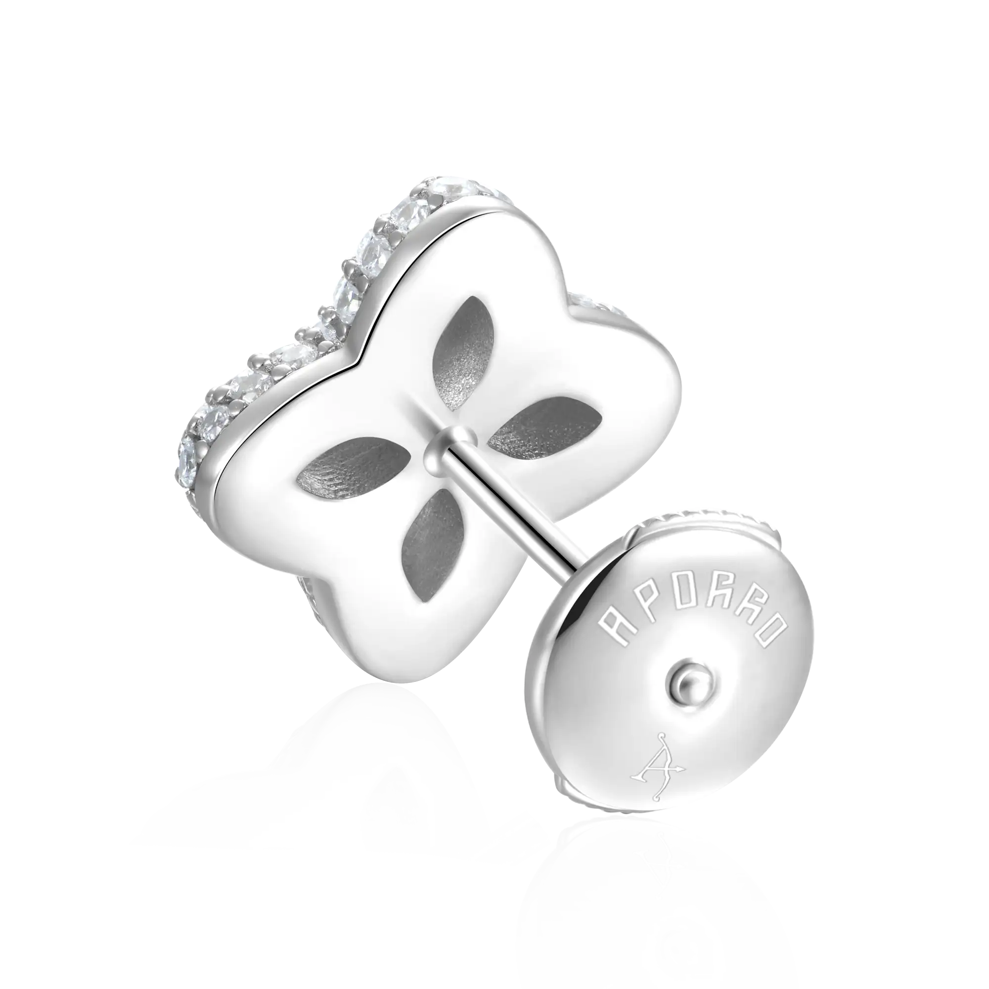 S925 Paved Hoop & Clover Stud Earring Set - Image 5