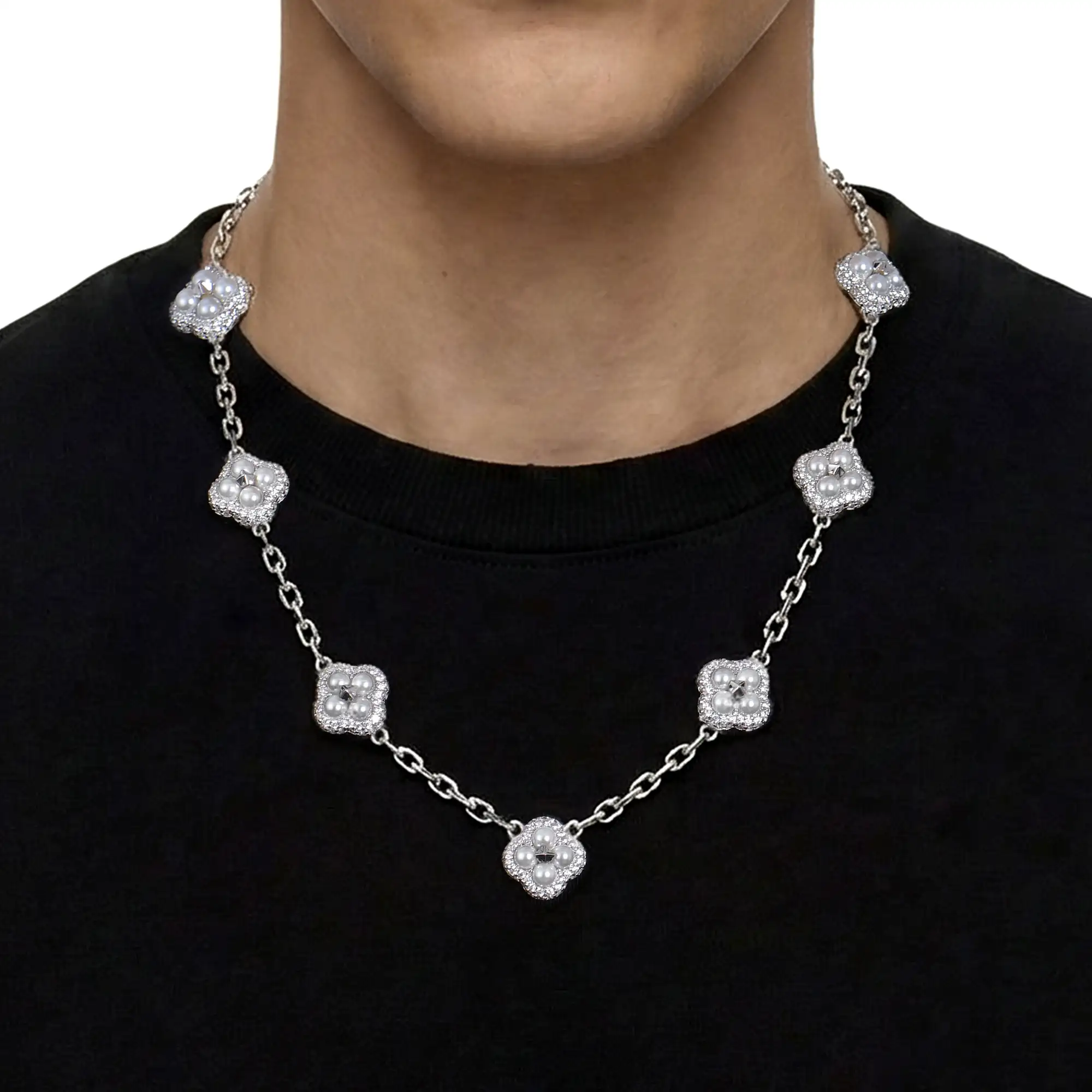 Pearl Clover Station Necklace - Image 2