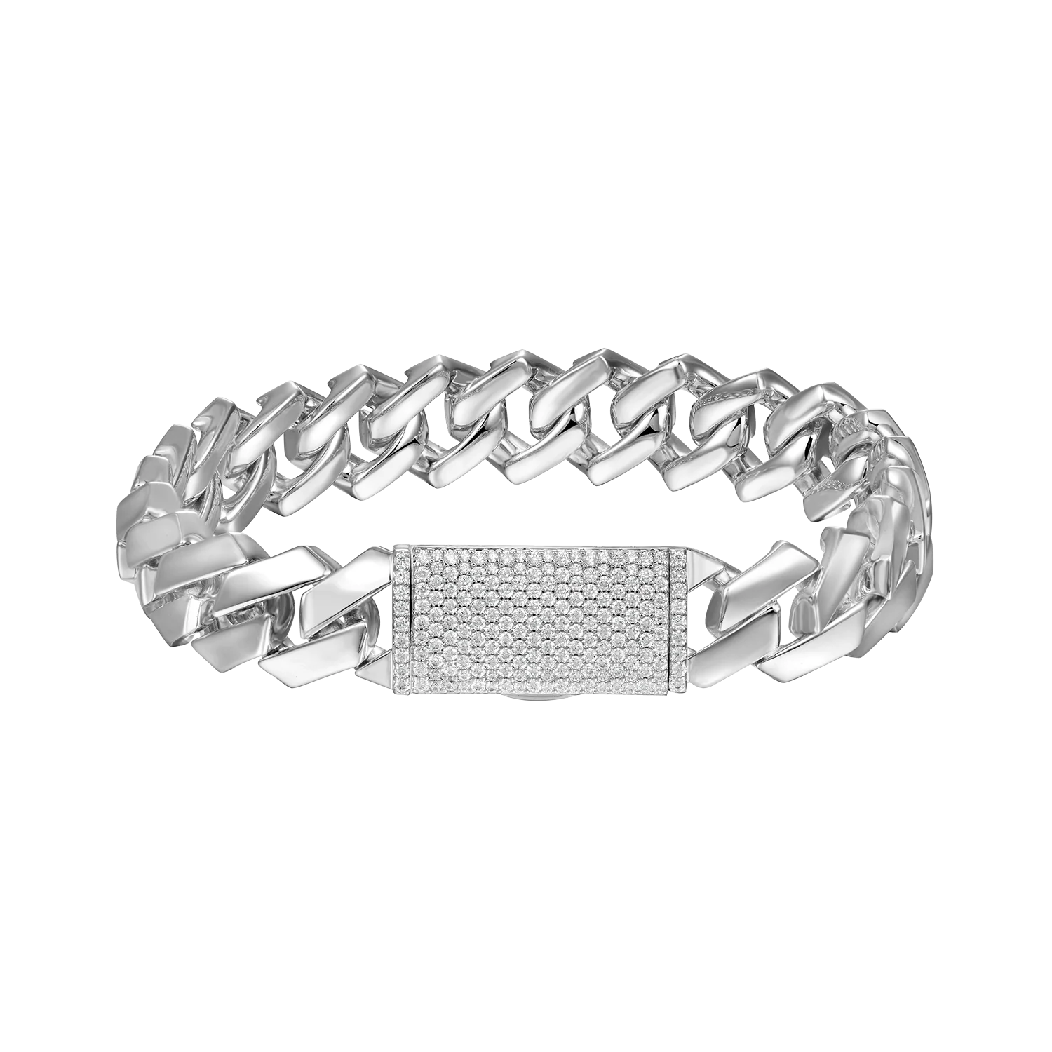 Plain Gold Prong Cuban Link Bracelet - 12mm