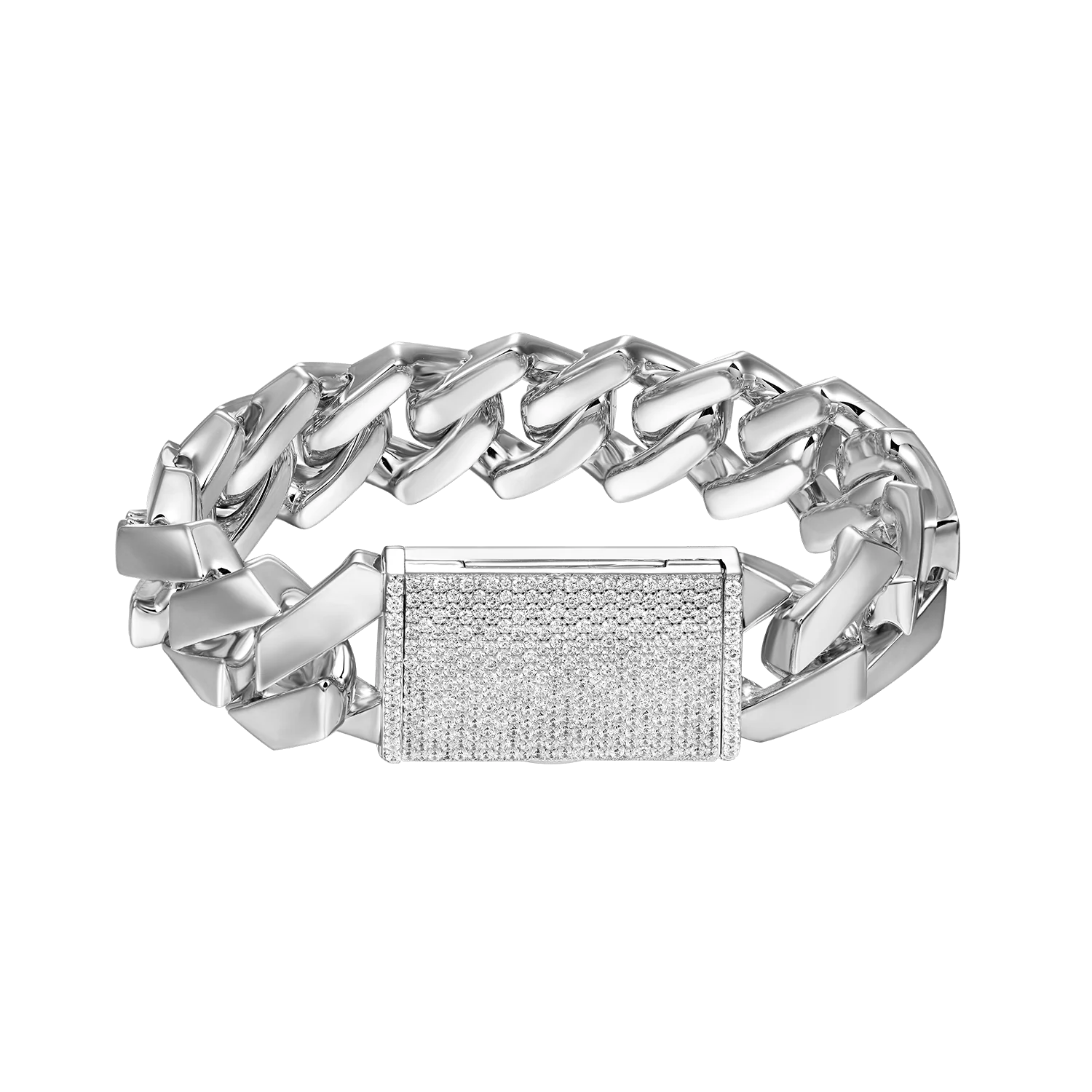 Plain Gold Prong Cuban Link Bracelet - 19mm