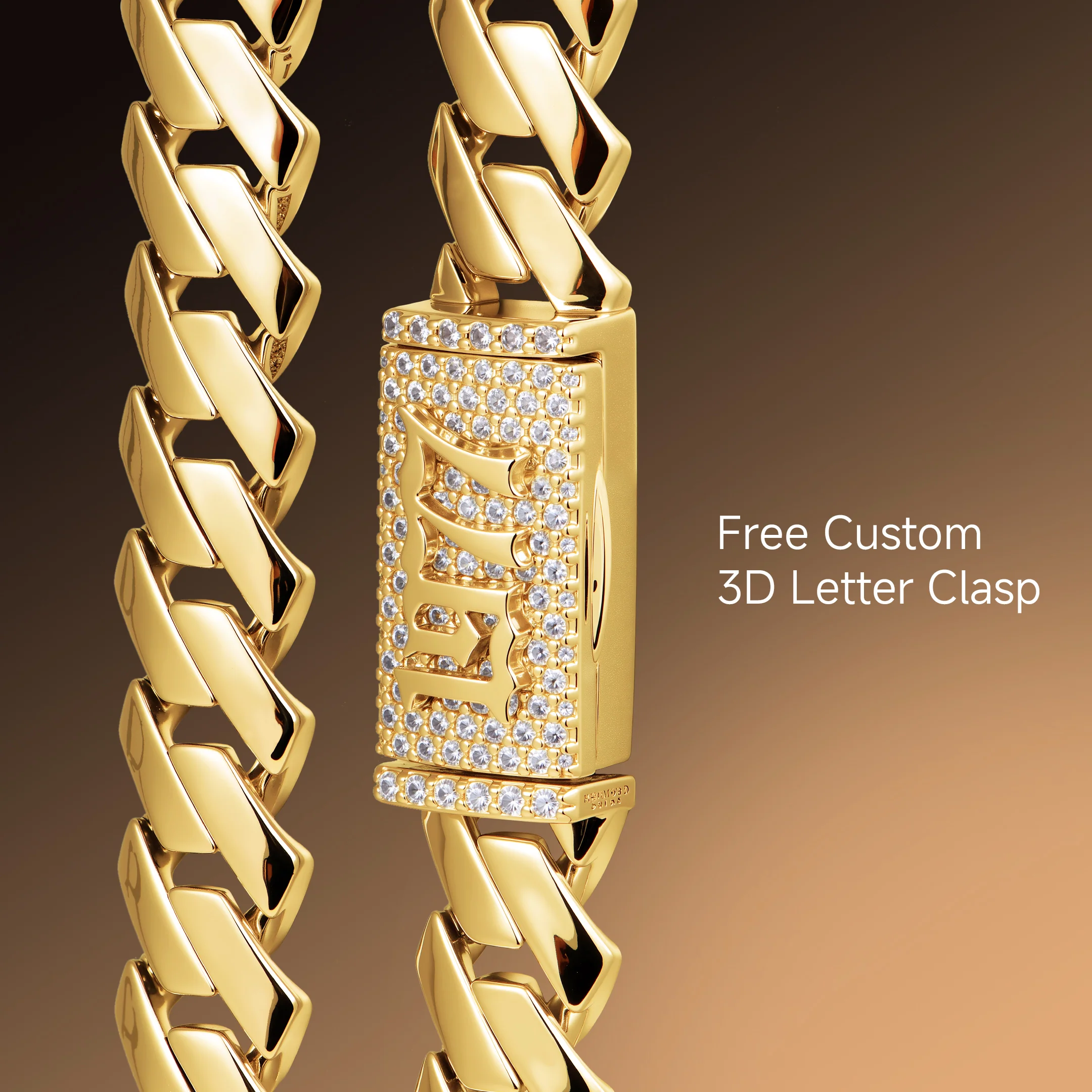 Plain Gold Prong Cuban Link Chain - 10mm - Image 10