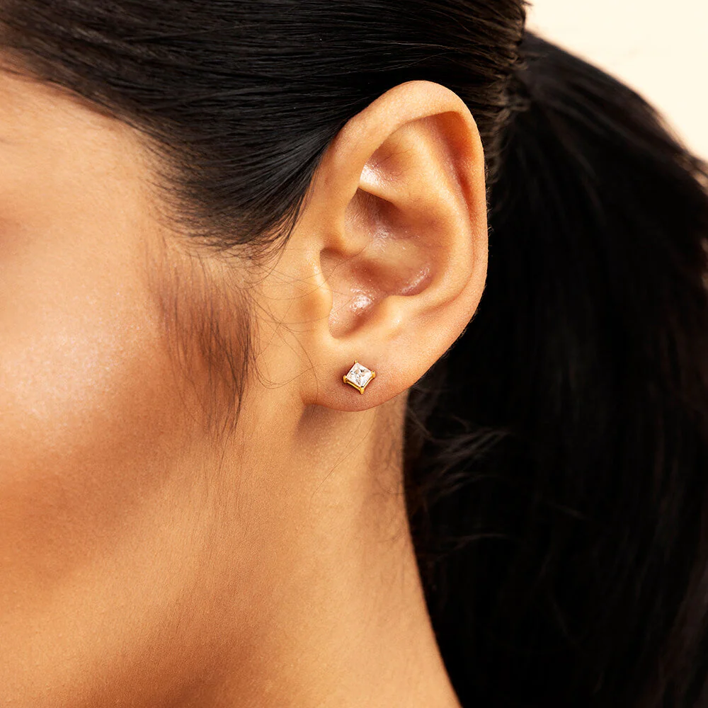 Moissanite S925 Princess Cut Stud Earring - Image 15